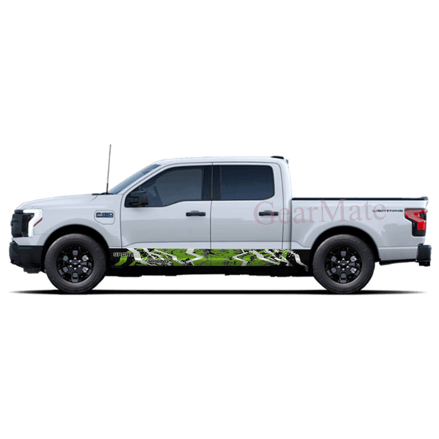 Sport Racing Green Black Rocker Panel Graphic Decal Kit (Left & Right Sides) - High Quality Vinyl for Trucks & SUVs