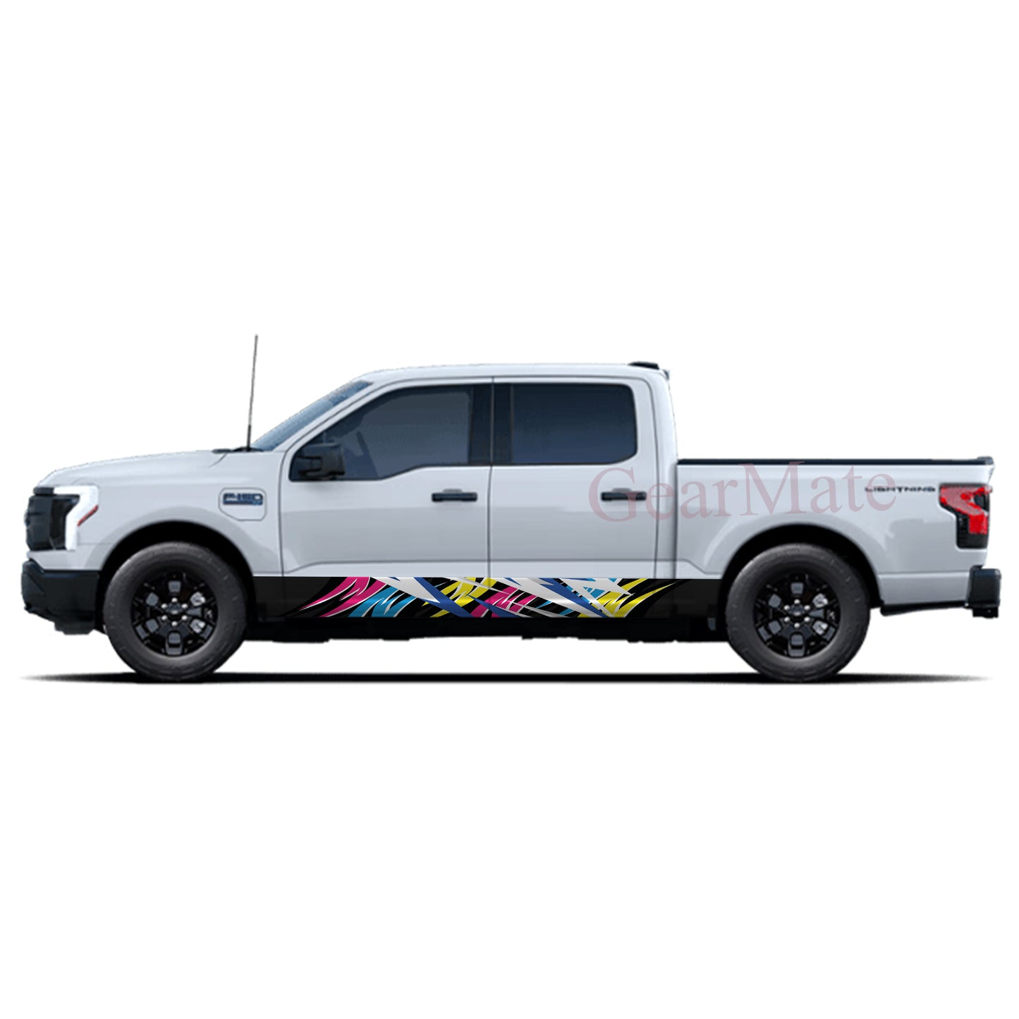 Racing Abstract Rocker Panel Graphic Decal Kit (Left & Right Sides) - High Quality Vinyl for Trucks & SUVs