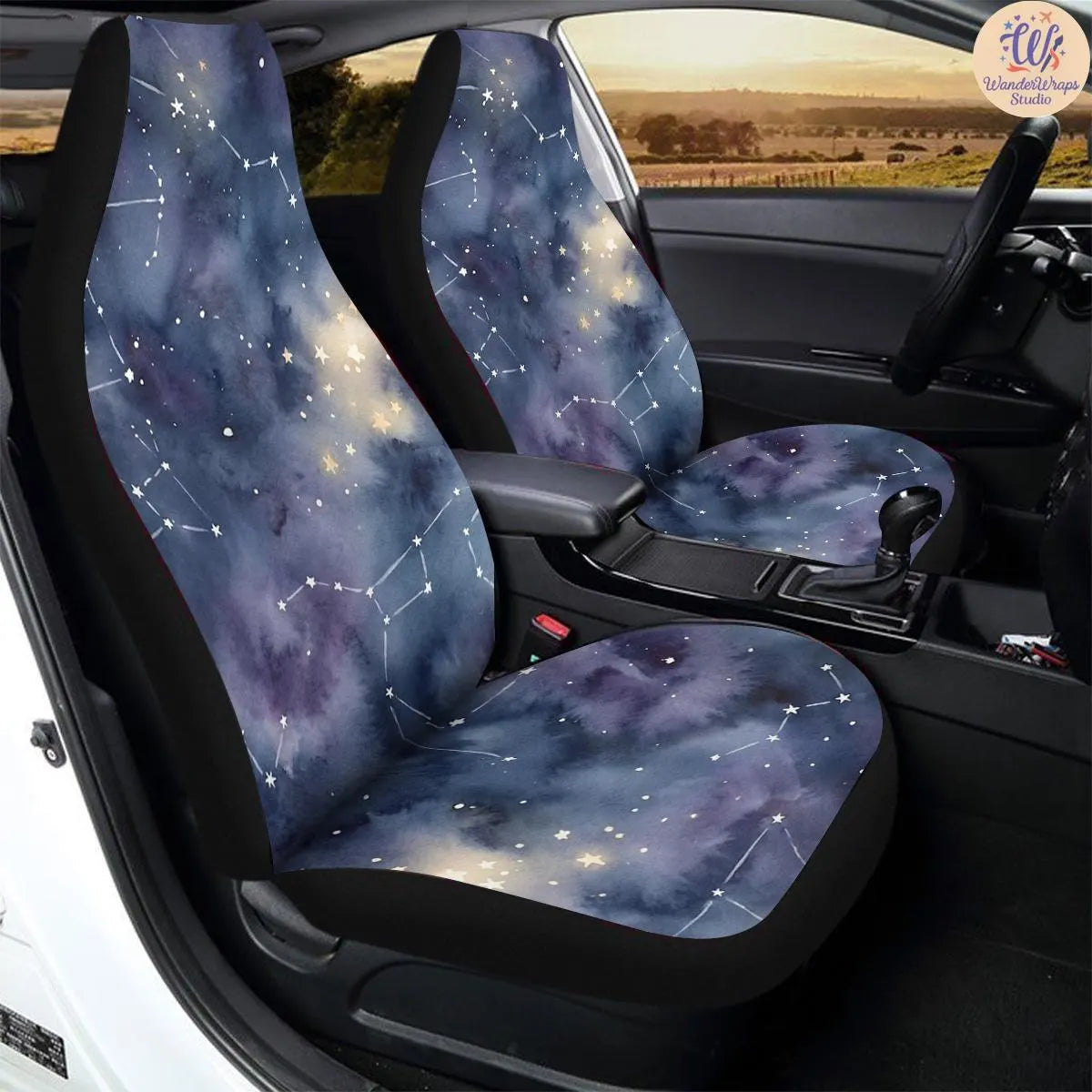 Watercolor Galaxy Dream Pattern Car Seat Covers – High Quality Graphic and Polar Fleece Protector Set