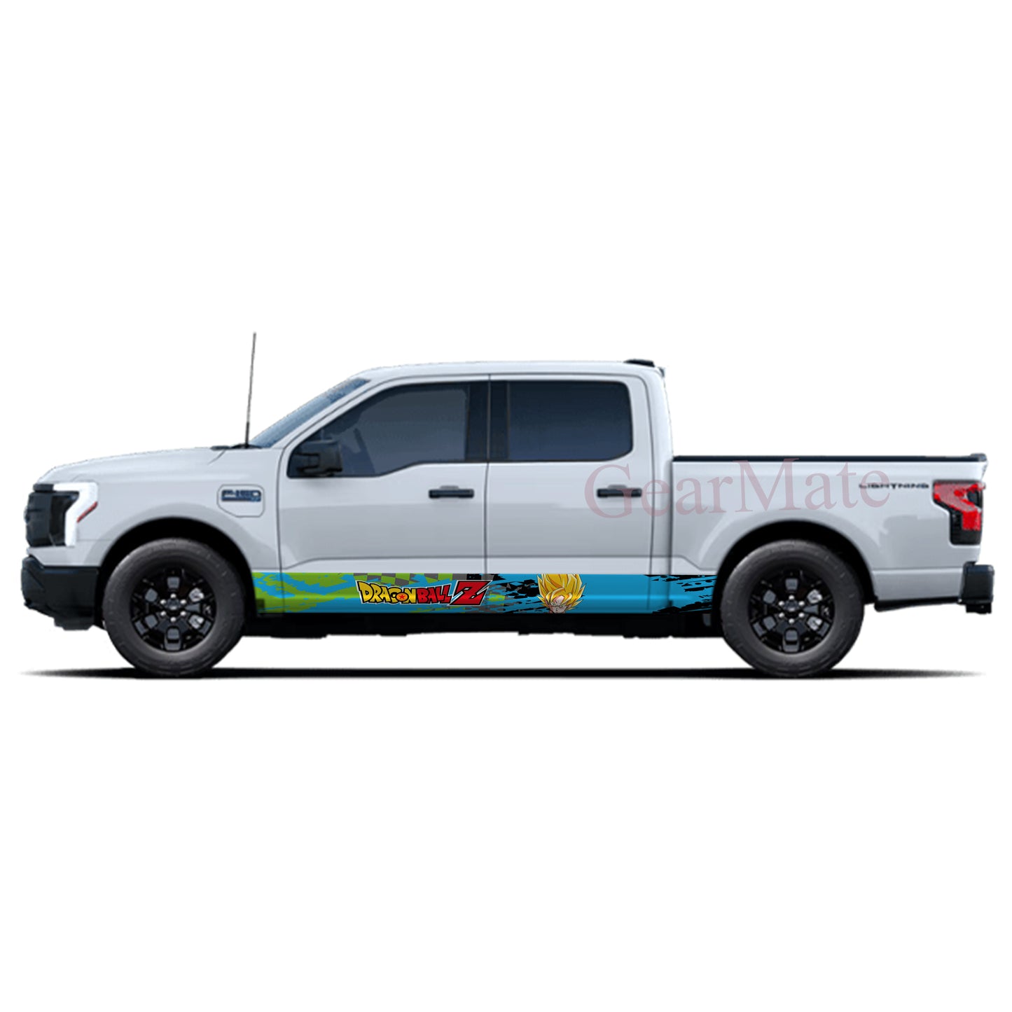 Racing Green Blue Dragon Ball Z Goku Rocker Panel Graphic Decal Kit (Left & Right Sides) - High Quality Vinyl for Trucks & SUVs