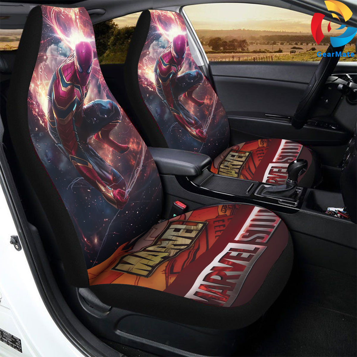 Marvel Spiderman Comics Car Seat Covers – High Quality Graphic and Polar Fleece Protector Set