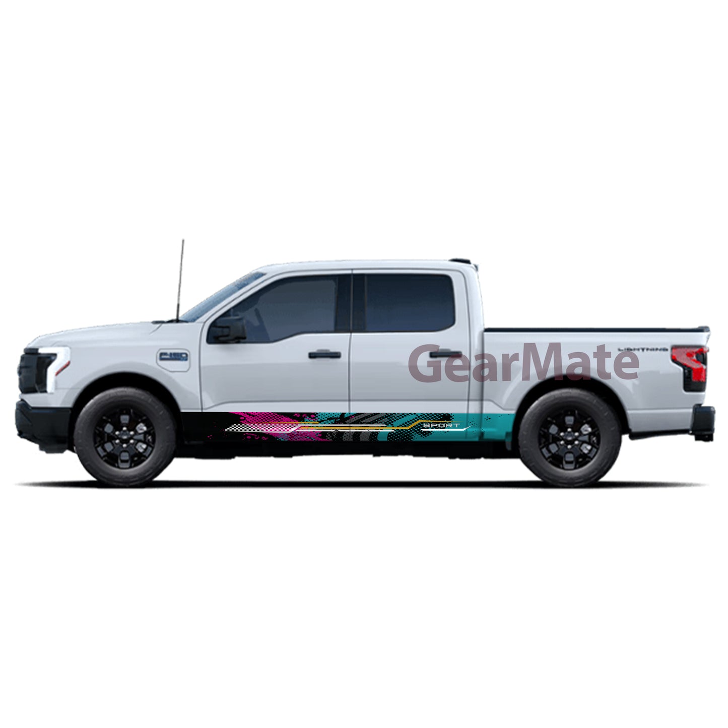 Sport Pink Green Rocker Panel Graphic Decal Kit (Left & Right Sides) - High Quality Vinyl for Trucks & SUVs