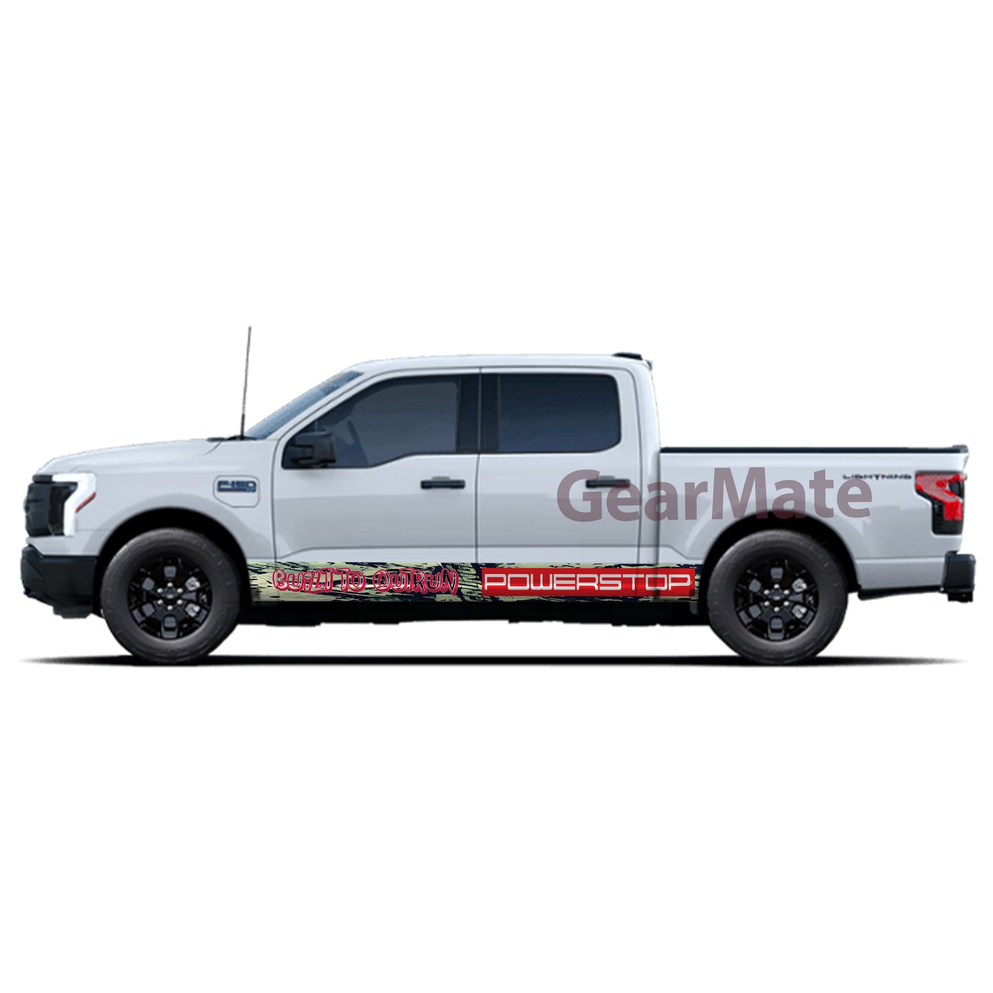Build To Outrun Powerstop Rocker Panel Graphic Decal Kit (Left & Right Sides) - High Quality Vinyl for Trucks & SUVs