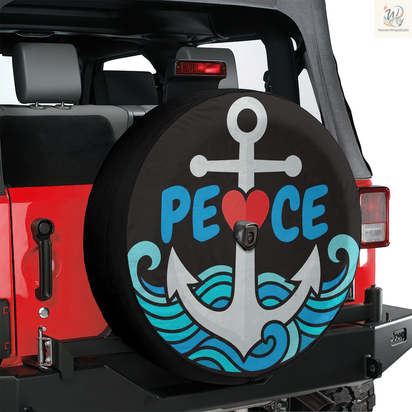 Peace Anchor Spare Tire Cover – Waterproof UV Resistant Protector with Camera Hole