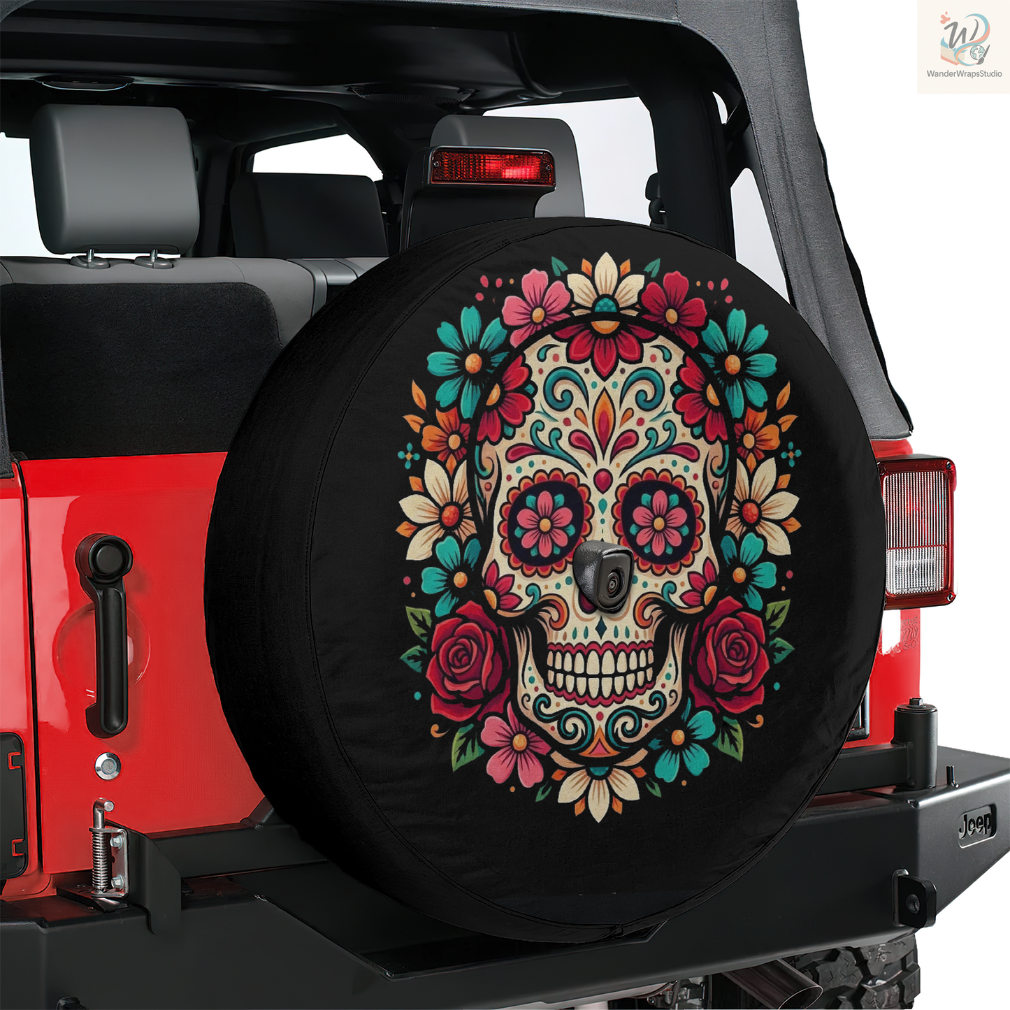Dia De Los Muertos Spare Tire Cover – Waterproof UV Resistant Protector with Camera Hole