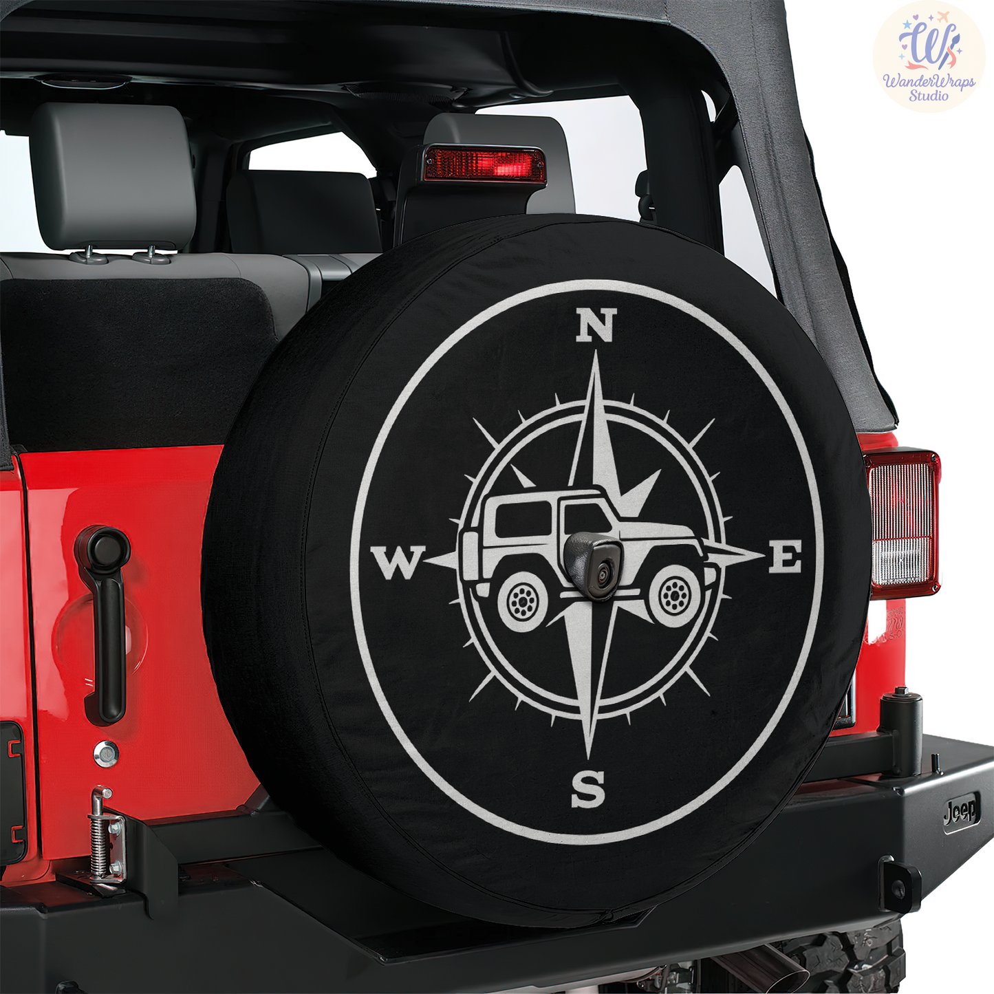 Jeep Compass Spare Tire Cover – Waterproof UV Resistant Protector with Camera Hole