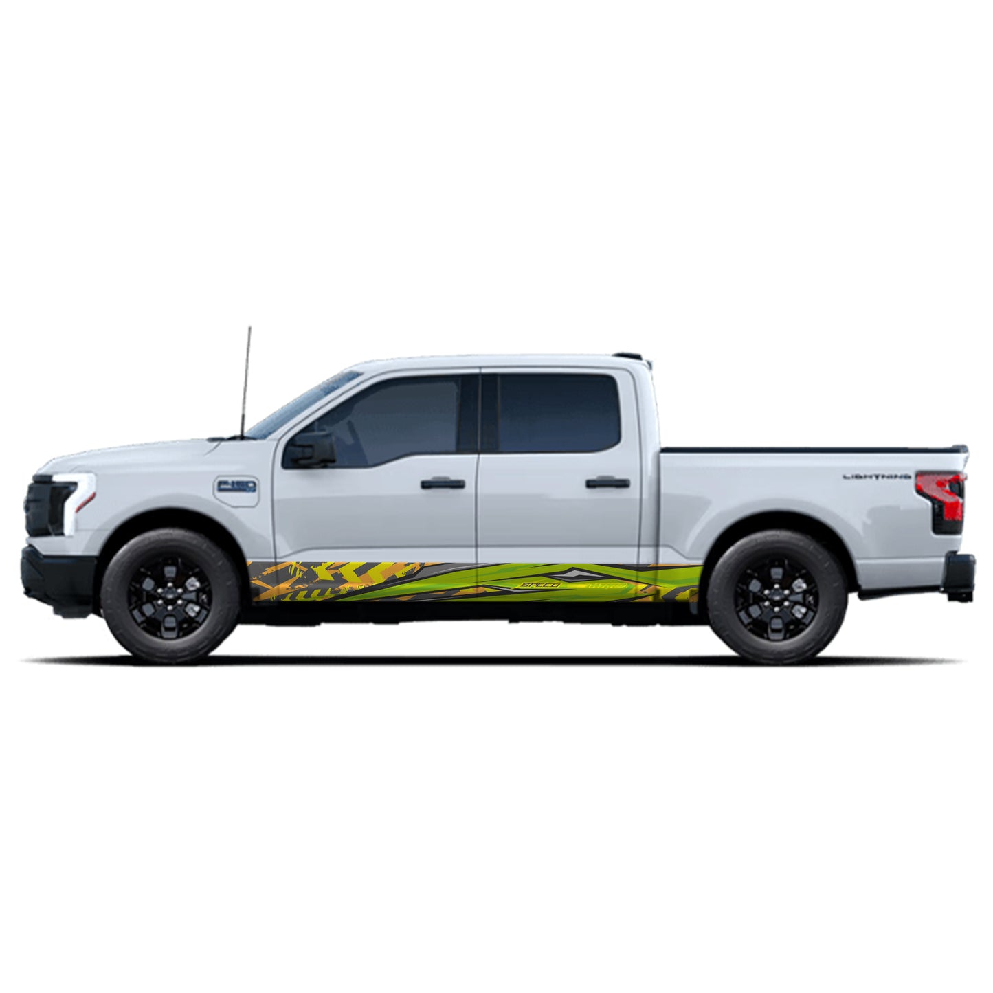 Green Speed Rocker Panel Graphic Decal Kit (Left & Right Sides) - High Quality Vinyl for Trucks & SUVs