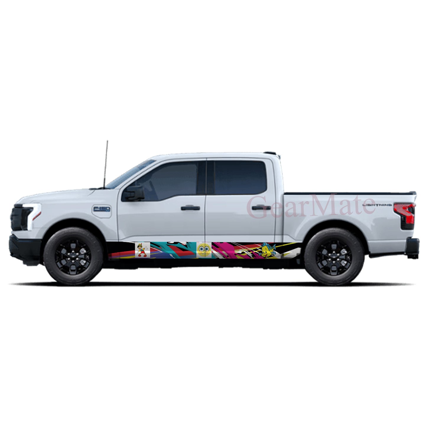 Racing Stripe Colorful Sponge Bob Rocker Panel Graphic Decal Kit (Left & Right Sides) - High Quality Vinyl for Trucks & SUVs