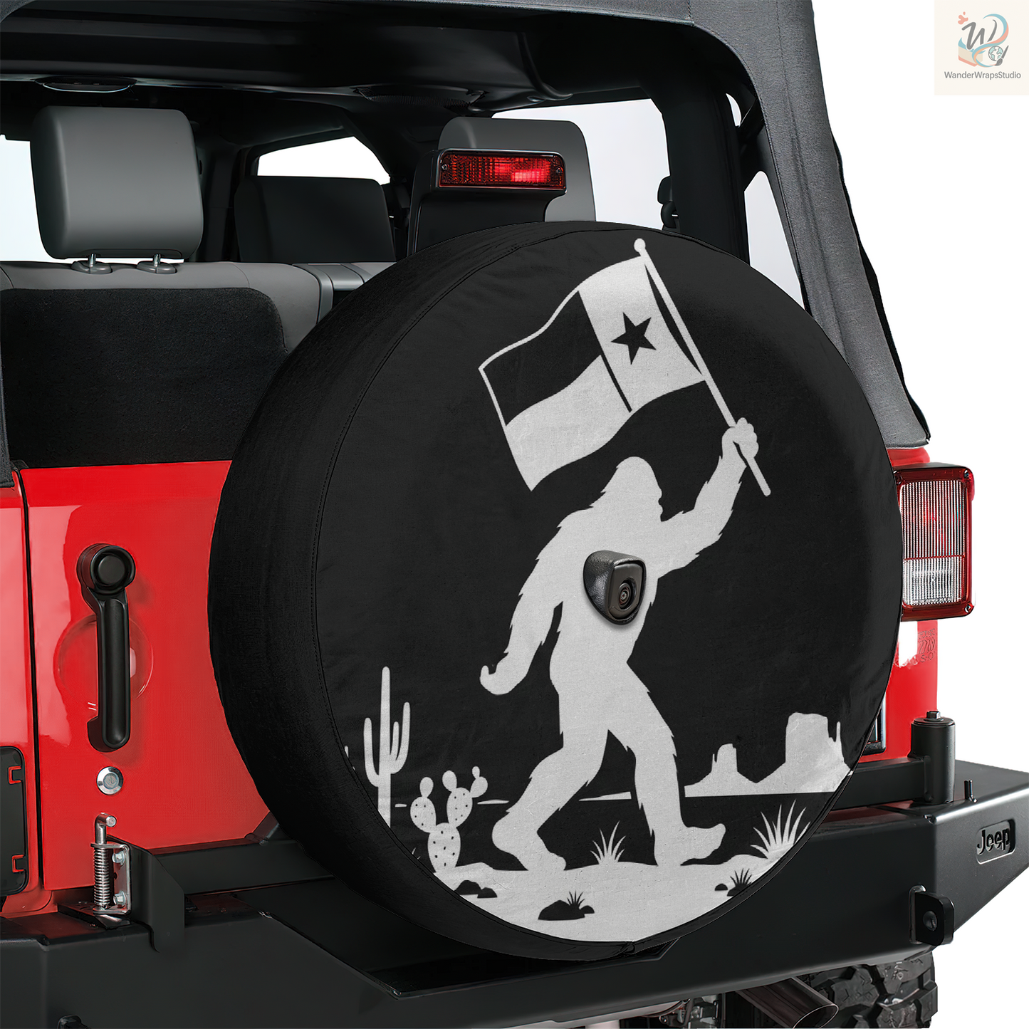 Big Foot Texas Flag Spare Tire Cover – Waterproof UV Resistant Protector with Camera Hole