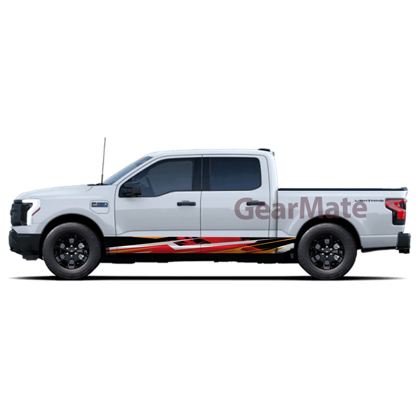Racing Red Orange Rocker Panel Graphic Decal Kit (Left & Right Sides) - High Quality Vinyl for Trucks & SUVs