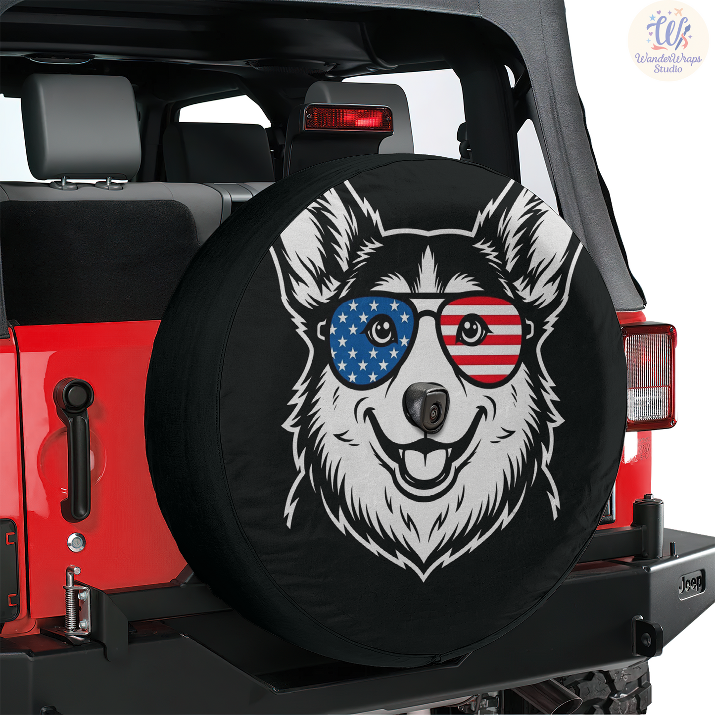 Corgi Dog Spare Tire Cover – Waterproof UV Resistant Protector with Camera Hole