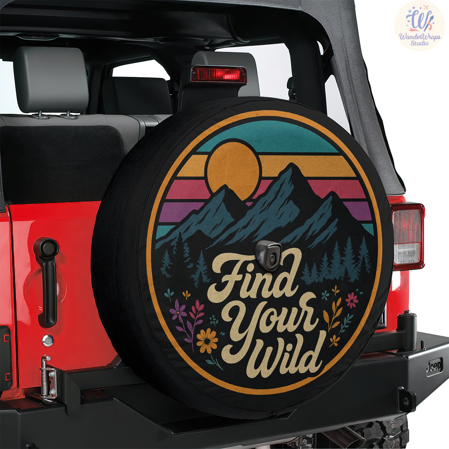 Find Your Wild Spare Tire Cover – Waterproof UV Resistant Protector with Camera Hole
