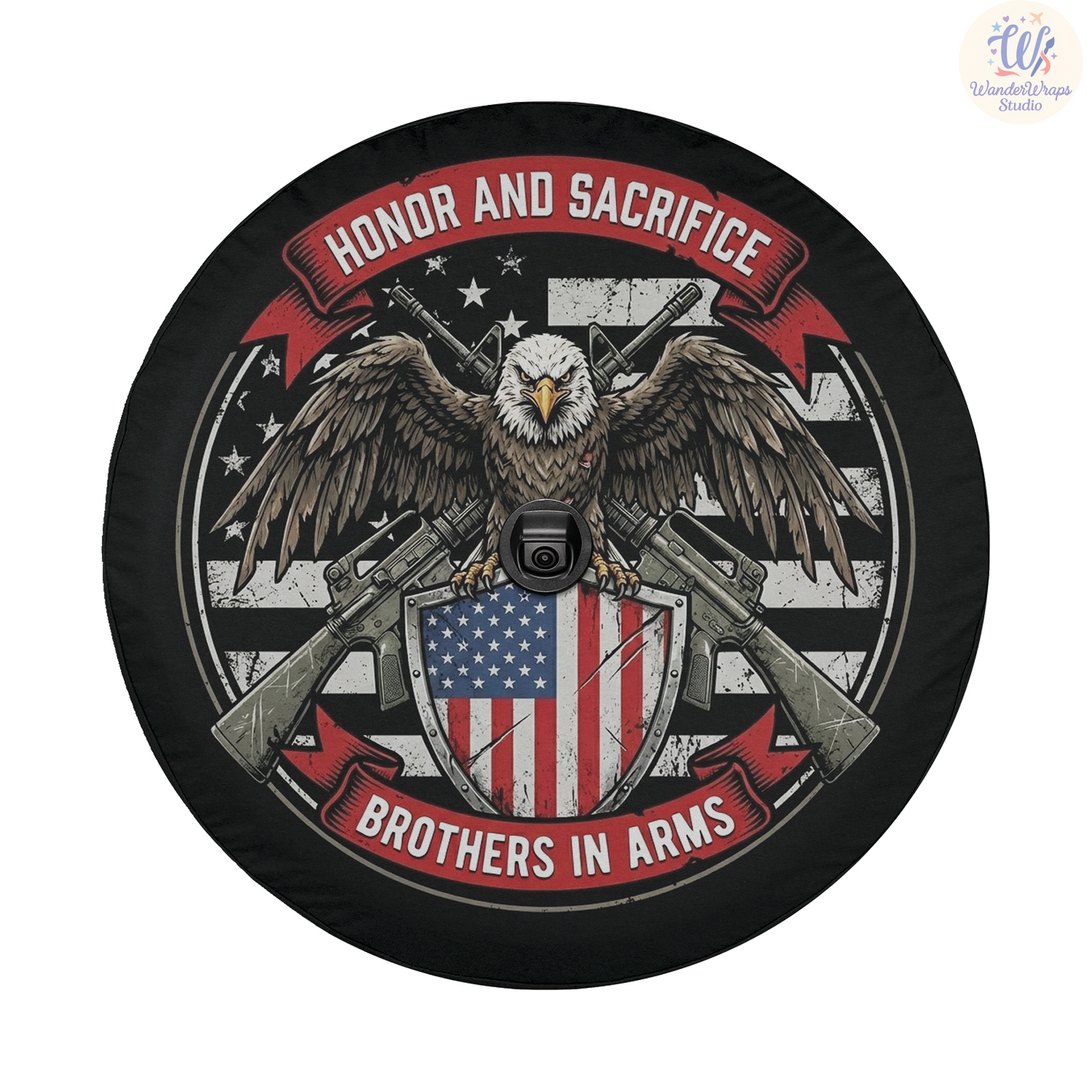 Brothers in Arms Spare Tire Cover – Waterproof UV Resistant Protector with Camera Hole