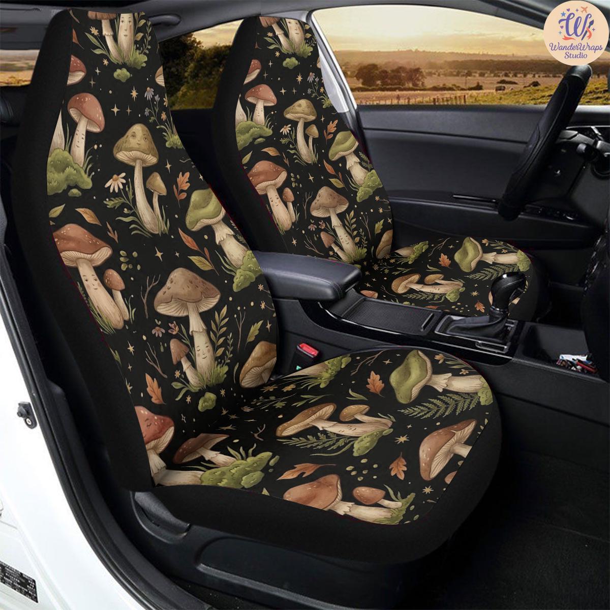 Whimsical Woodland Mushroom Car Seat Covers – High Quality Graphic and Polar Fleece Protector Set