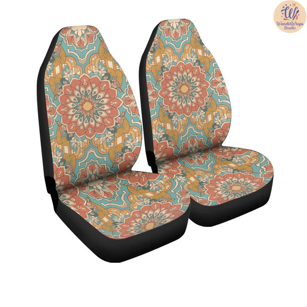Bohemian Mandala Mosaic Car Seat Covers – High Quality Graphic and Polar Fleece Protector Set