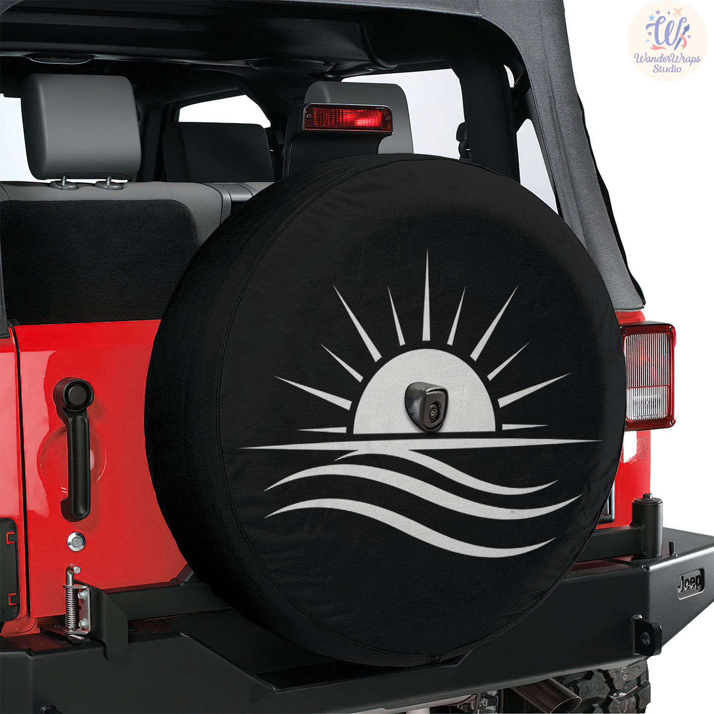 Sunset Over Ocean Spare Tire Cover – Waterproof UV Resistant Protector with Camera Hole