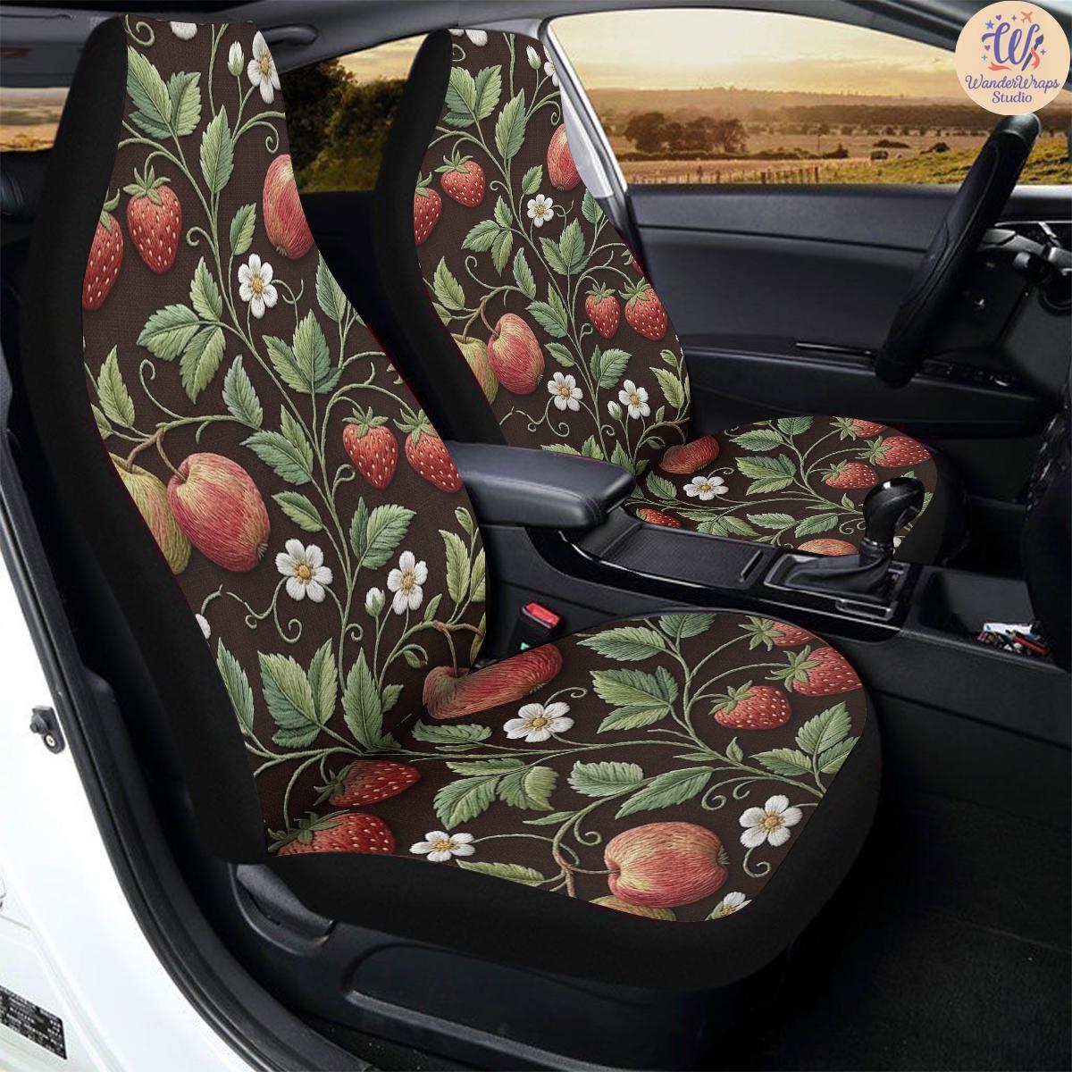 Orchard Strawberry & Apple Car Seat Covers – High Quality Graphic and Polar Fleece Protector Set