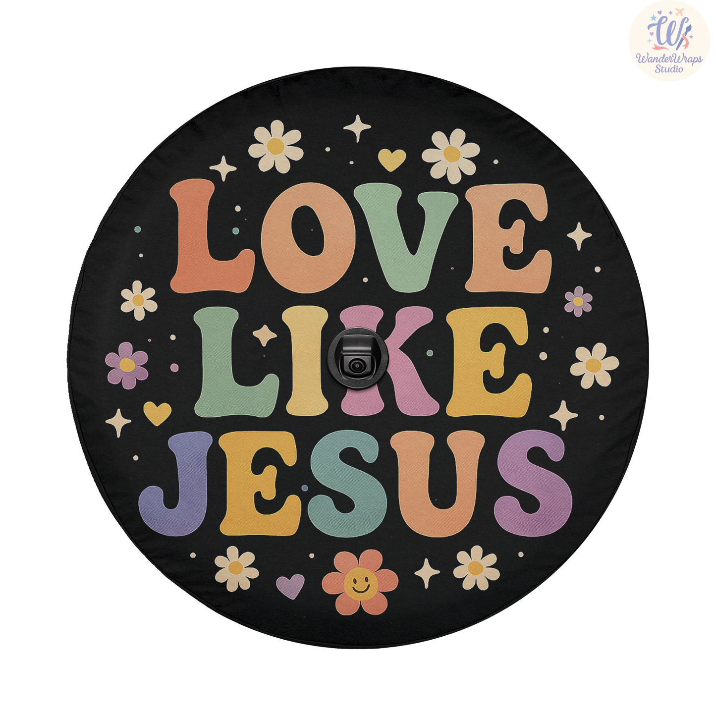Love Like Jesus Spare Tire Cover – Waterproof UV Resistant Protector with Camera Hole