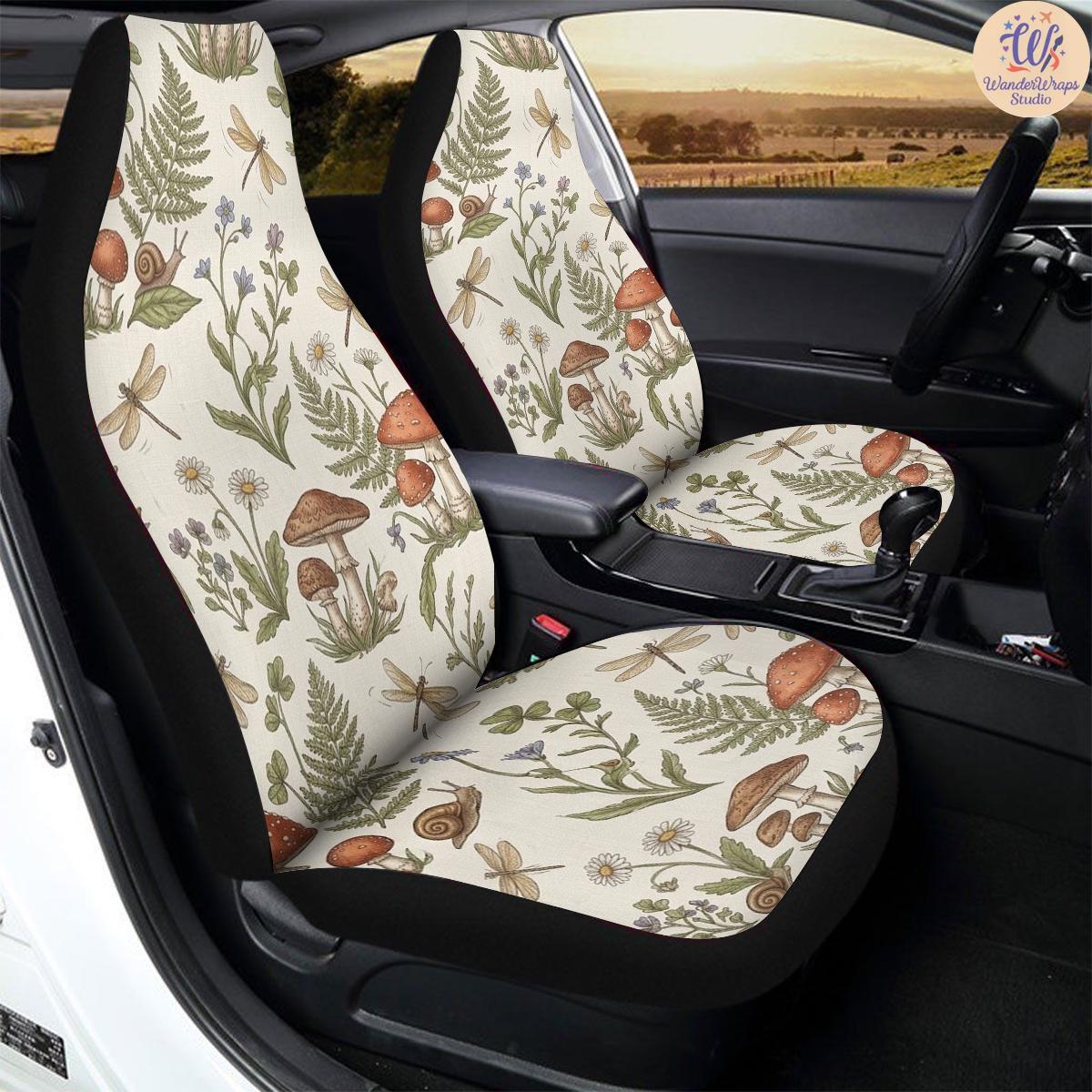 Enchanted Woodland Botanical Car Seat Covers – High Quality Graphic and Polar Fleece Protector Set
