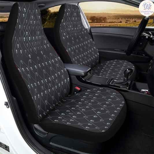 Nocturne Diamond Skulls Car Seat Covers – High Quality Graphic and Polar Fleece Protector Set