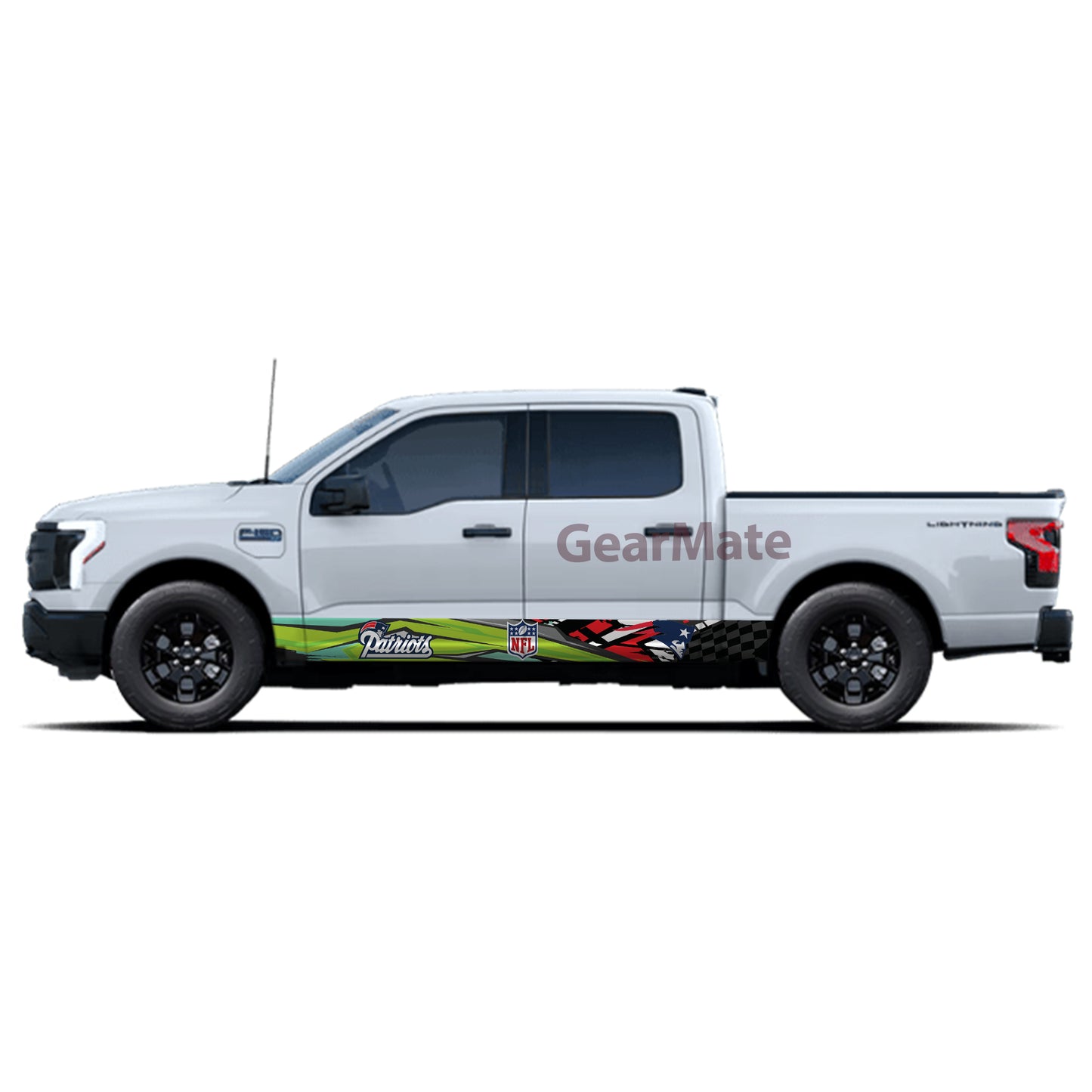 NFL New England Patriots Rocker Panel Graphic Decal Kit (Left & Right Sides) - High Quality Vinyl for Trucks & SUVs