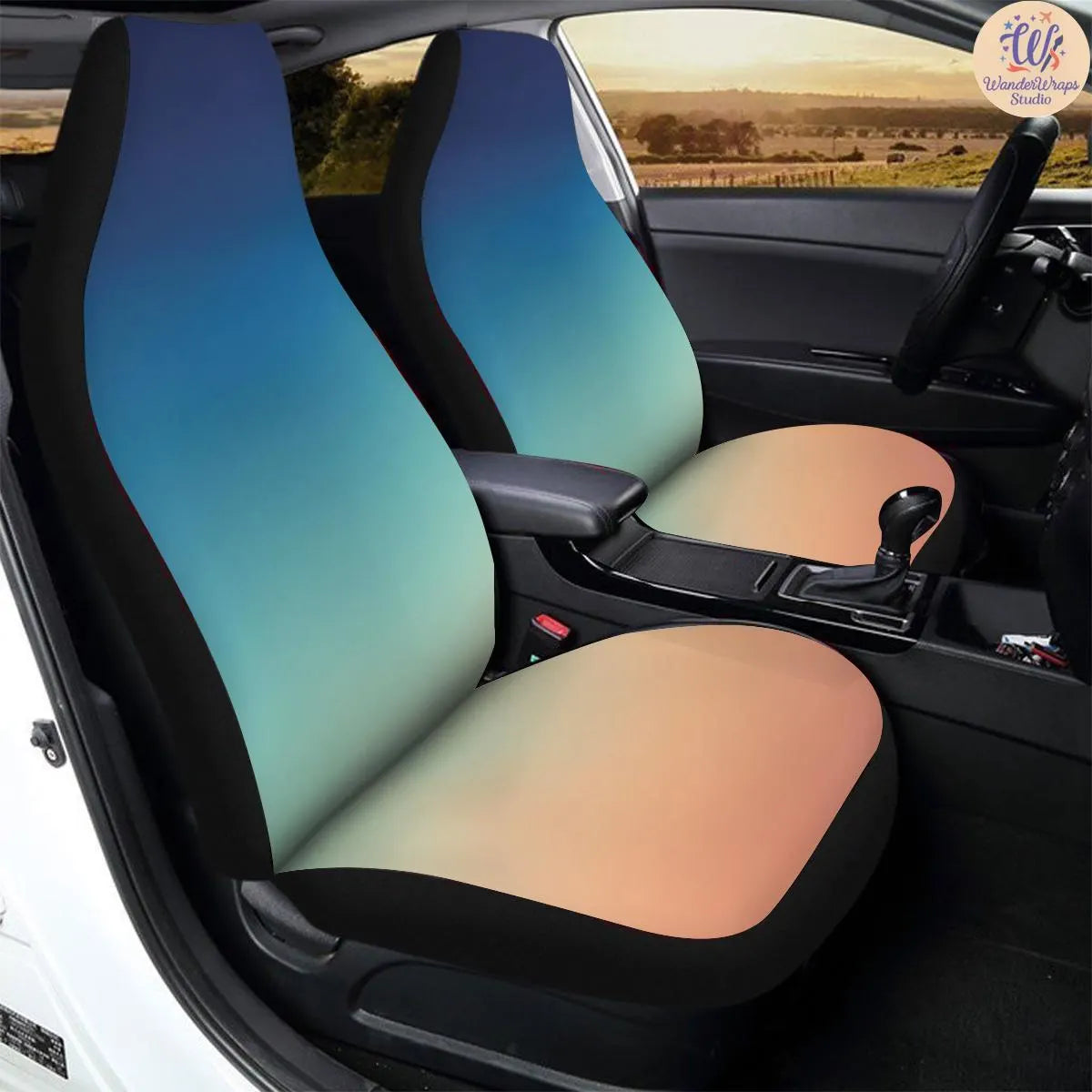 Ocean Sunset Ombre Car Seat Covers – High Quality Graphic and Polar Fleece Protector Set