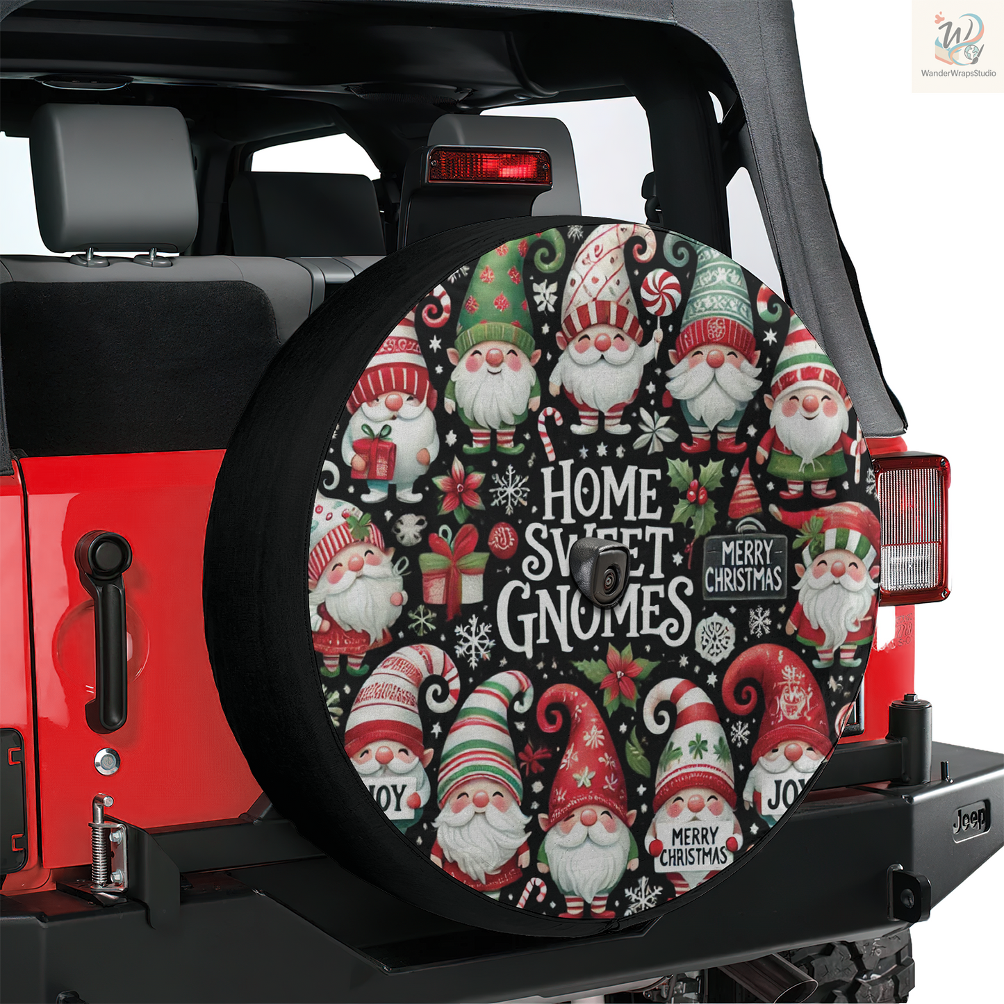 Home Sweet Gnomes Spare Tire Cover – Waterproof UV Resistant Protector with Camera Hole