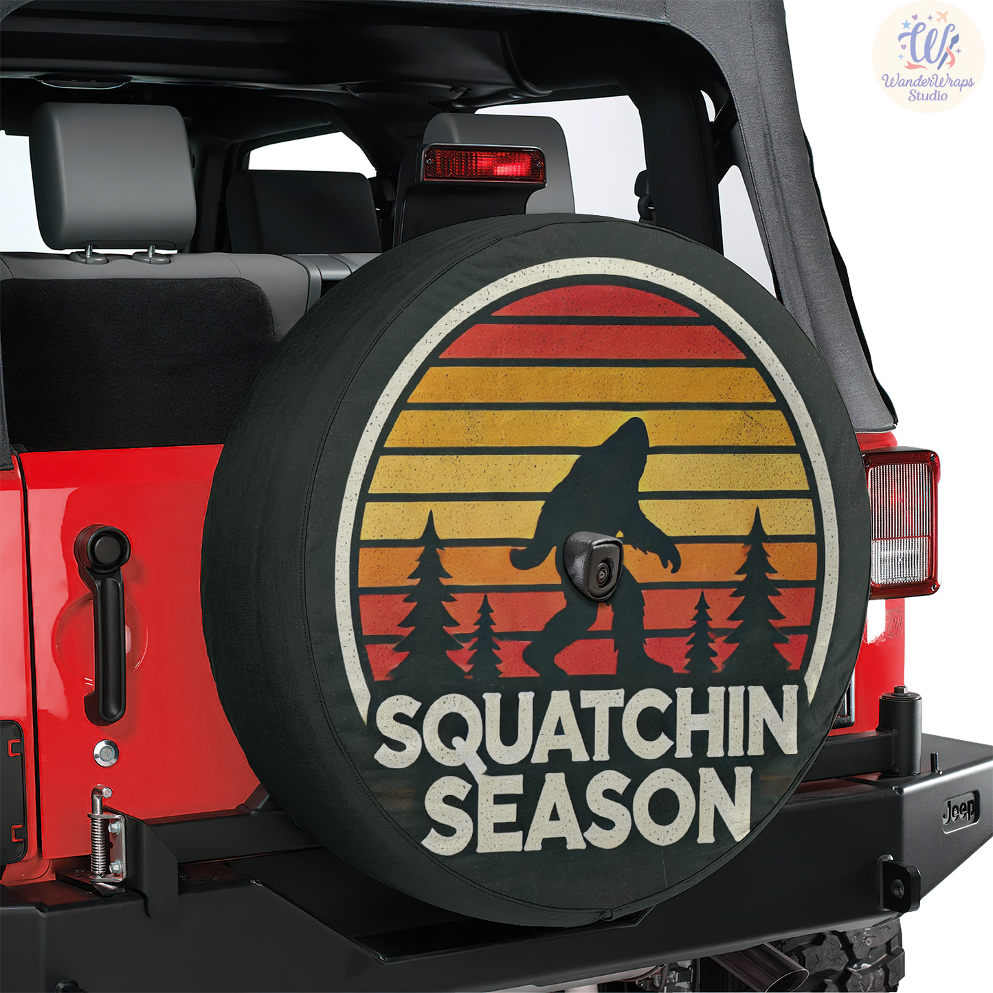 Squatchin Season Spare Tire Cover – Waterproof UV Resistant Protector with Camera Hole