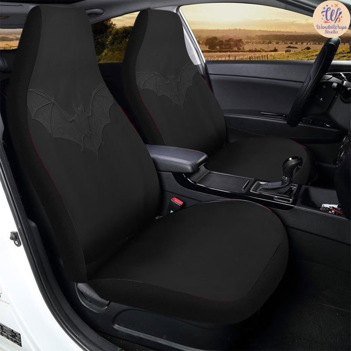 Shadowed Gothic Bat Car Seat Covers – High Quality Graphic and Polar Fleece Protector Set