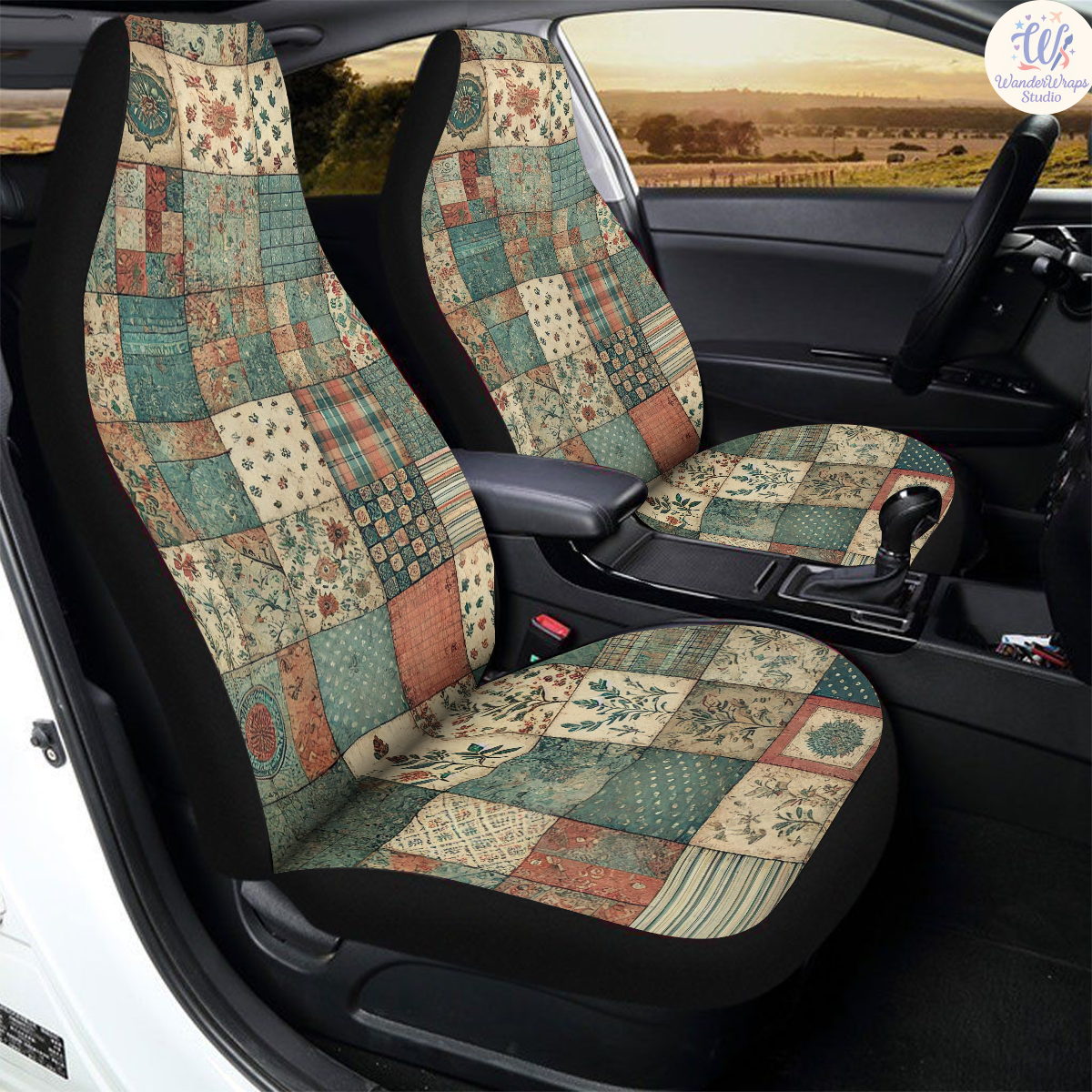 Vintage Patchwork Quilt Car Seat Covers – High Quality Graphic and Polar Fleece Protector Set