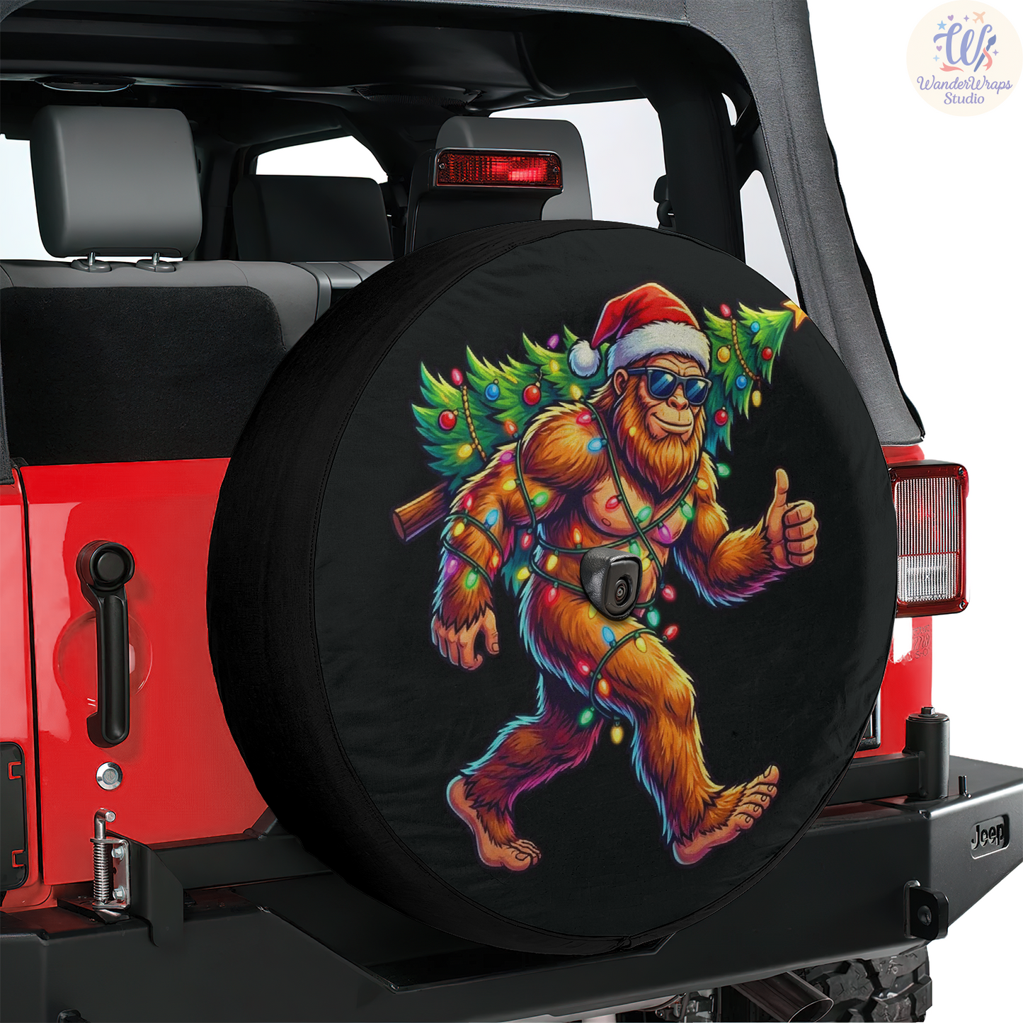 Big Foot Christmas Tree Spare Tire Cover – Waterproof UV Resistant Protector with Camera Hole