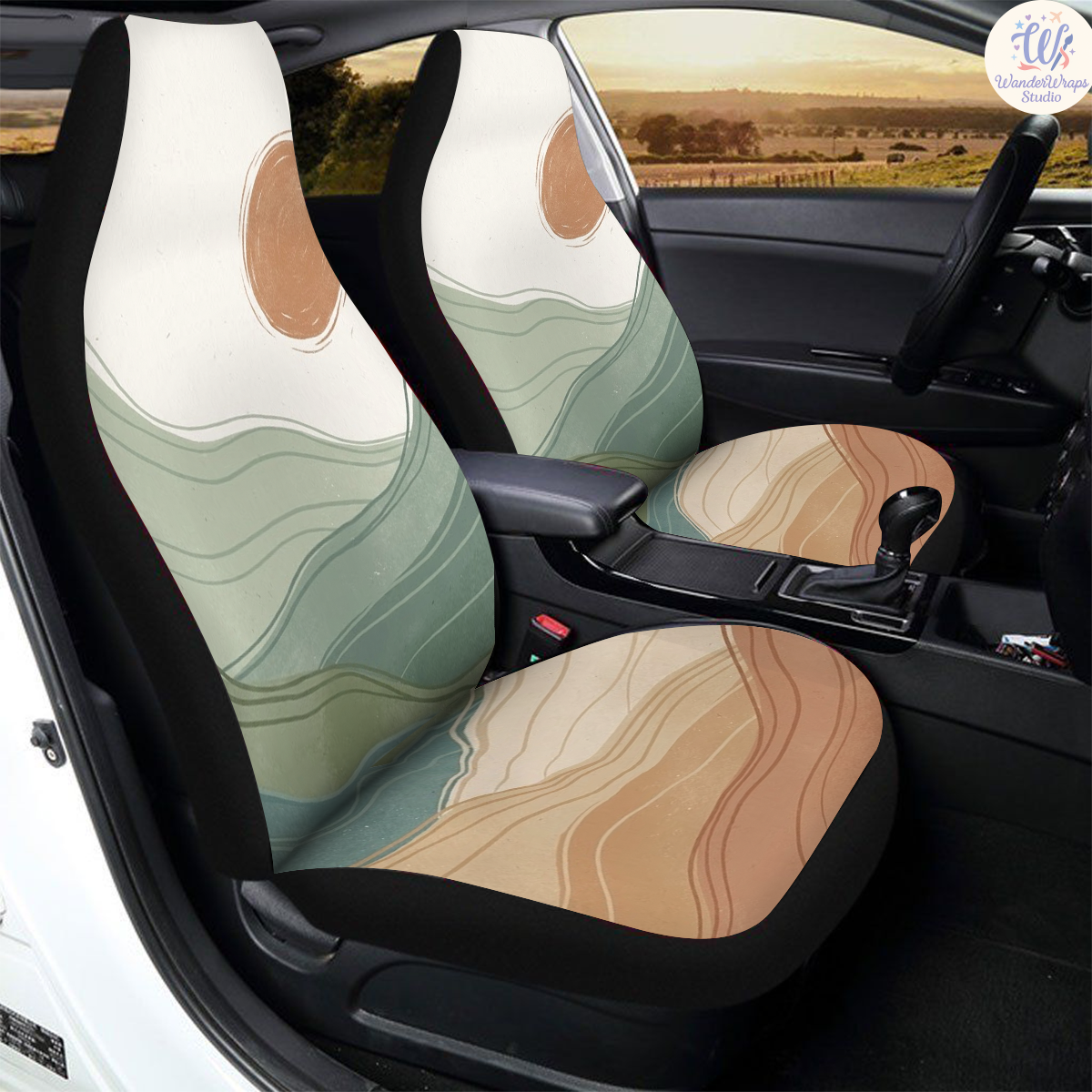 Boho Sun Car Seat Covers – High Quality Graphic and Polar Fleece Protector Set