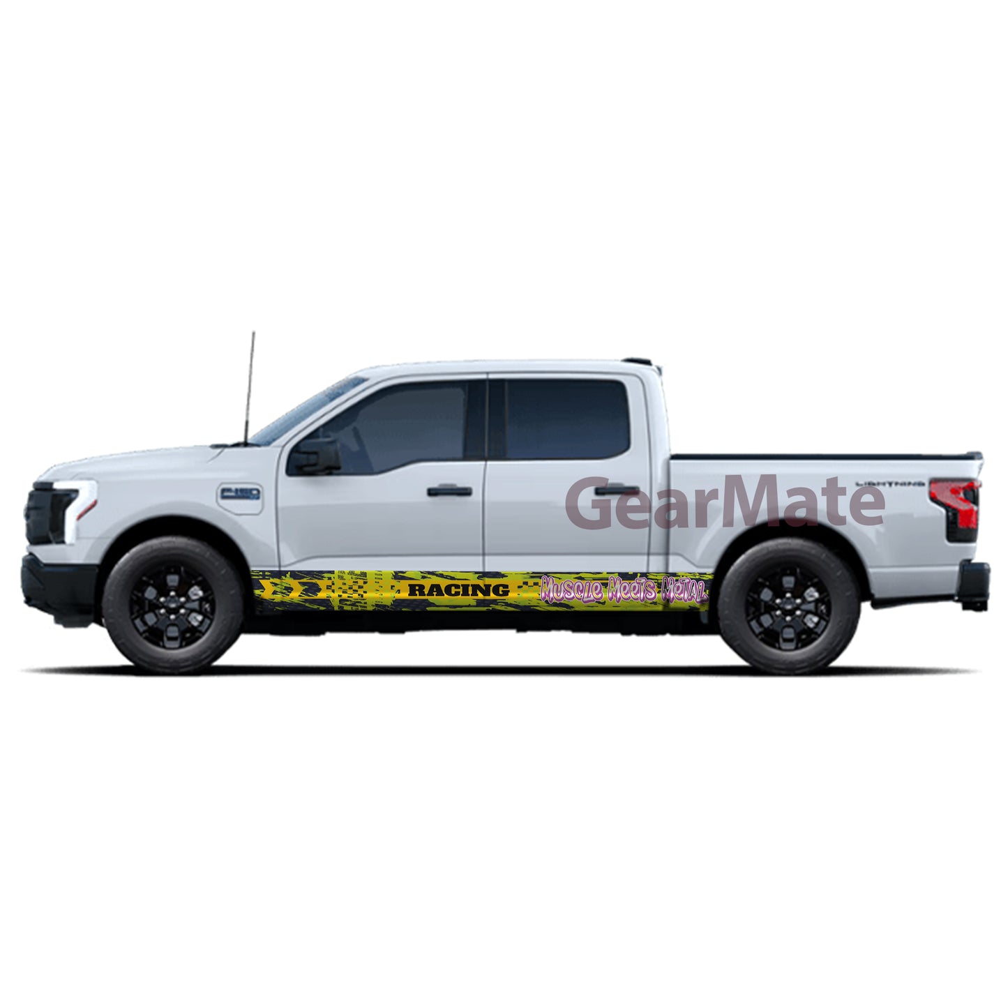 Muscle Meets Metal Rocker Panel Graphic Decal Kit (Left & Right Sides) - High Quality Vinyl for Trucks & SUVs