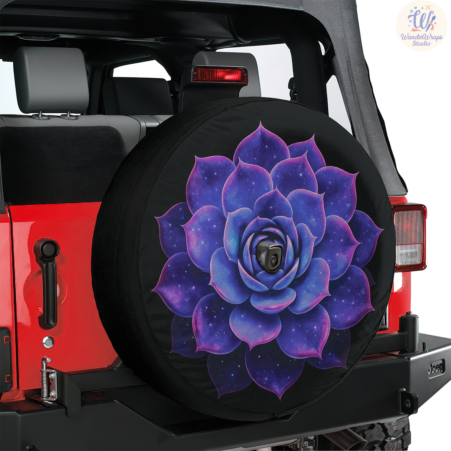 Galaxy Echeveria Spare Tire Cover – Waterproof UV Resistant Protector with Camera Hole