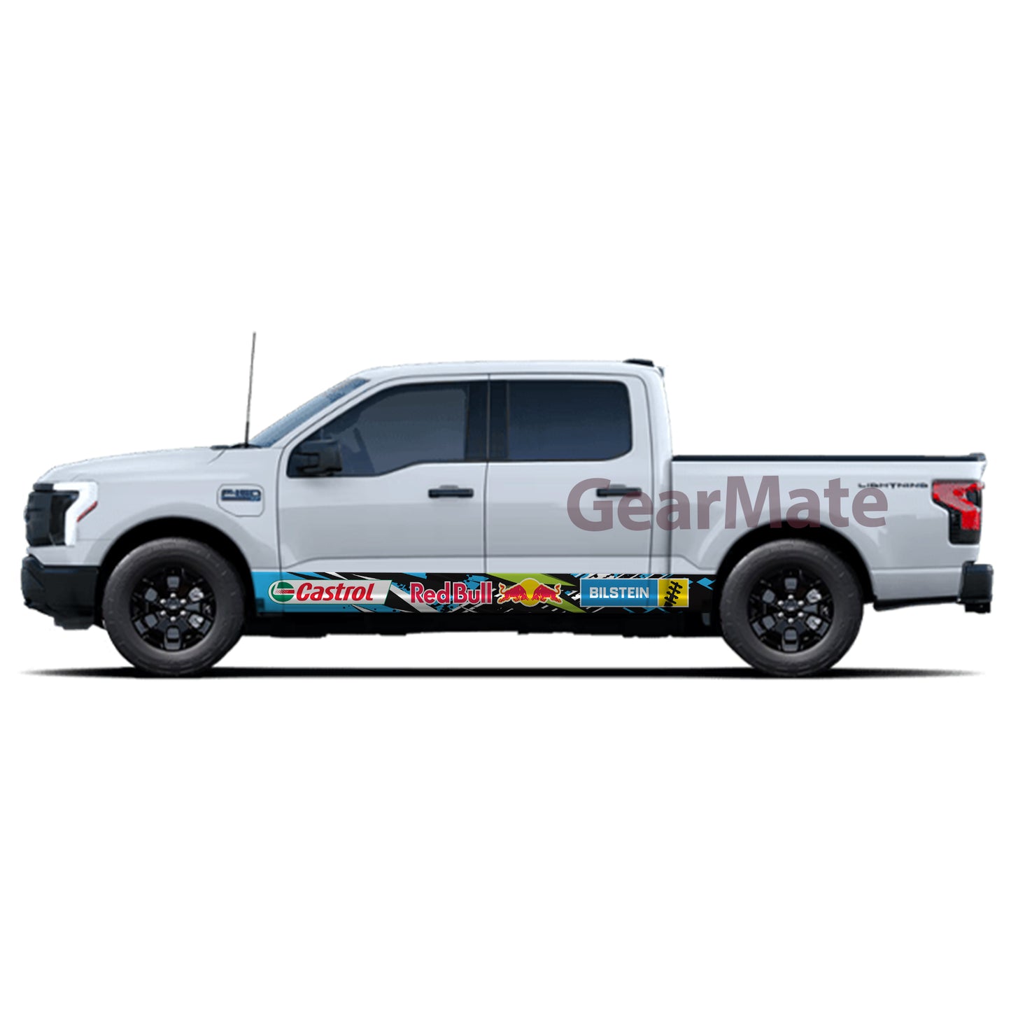 Sport Stripe Racing BG Bilstein Castrol Redbull Rocker Panel Graphic Decal Kit (Left & Right Sides) - High Quality Vinyl for Trucks & SUVs
