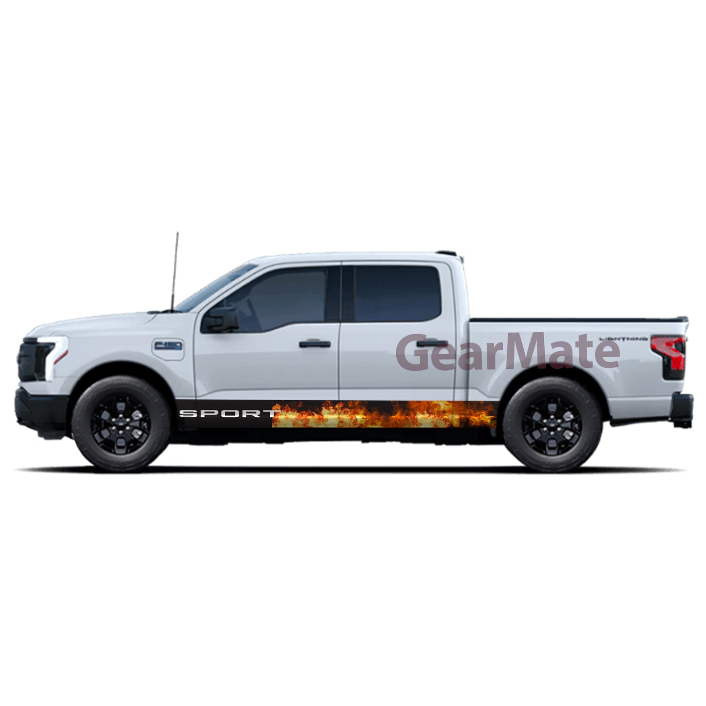 Sport Fire Rocker Panel Graphic Decal Kit (Left & Right Sides) - High Quality Vinyl for Trucks & SUVs