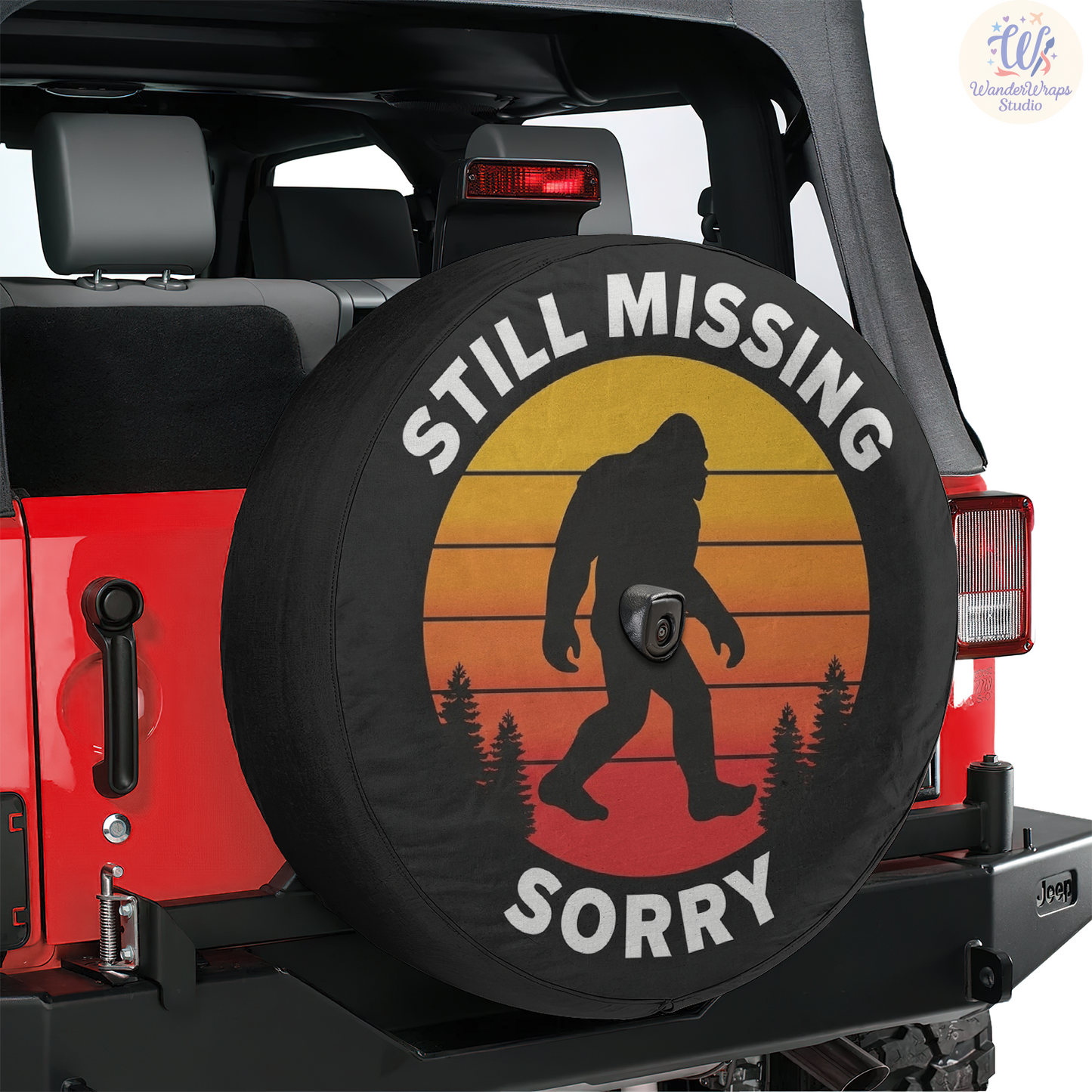 Still Missing Sorry Spare Tire Cover – Waterproof UV Resistant Protector with Camera Hole