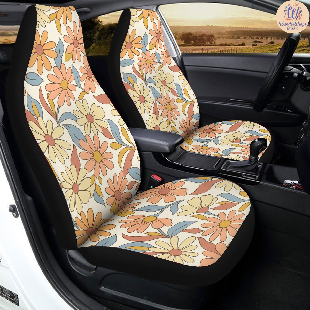 Desert Bloom ’72 Car Seat Covers – High Quality Graphic and Polar Fleece Protector Set