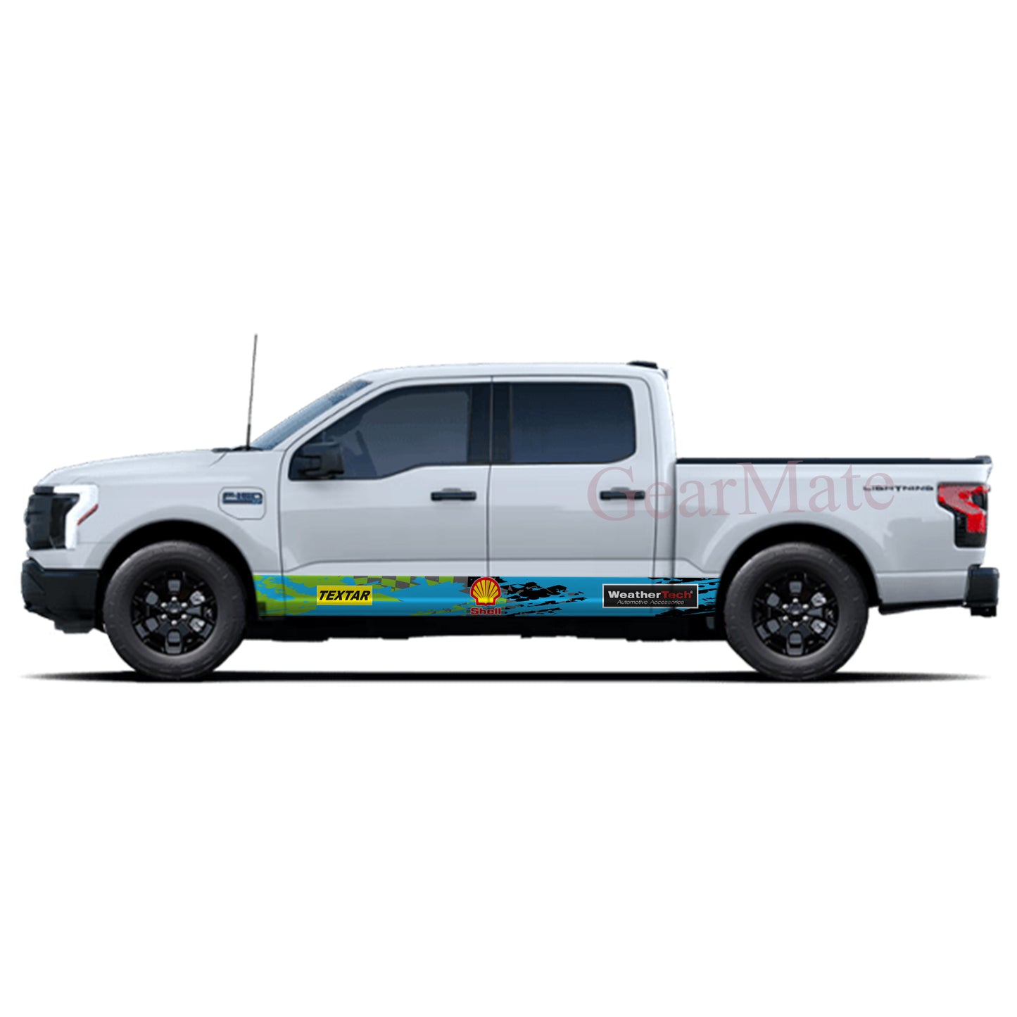 Racing Green Blue Shell Rocker Panel Graphic Decal Kit (Left & Right Sides) - High Quality Vinyl for Trucks & SUVs