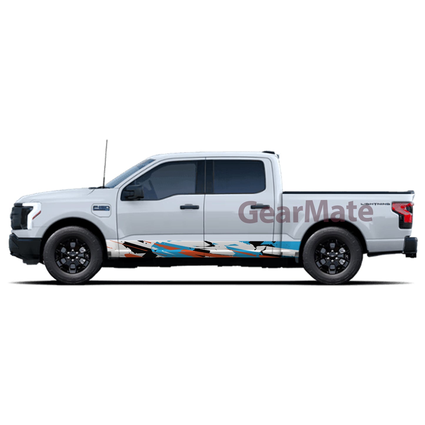 Racing Sky Blue Rocker Panel Graphic Decal Kit (Left & Right Sides) - High Quality Vinyl for Trucks & SUVs