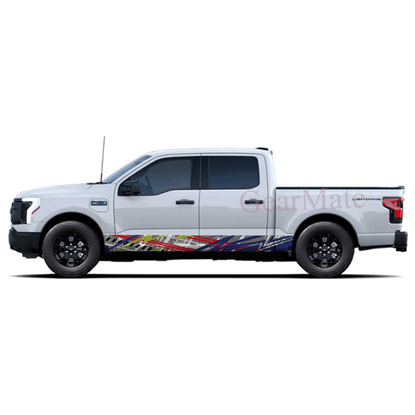 Racing Stripe Blue Red Rocker Panel Graphic Decal Kit (Left & Right Sides) - High Quality Vinyl for Trucks & SUVs