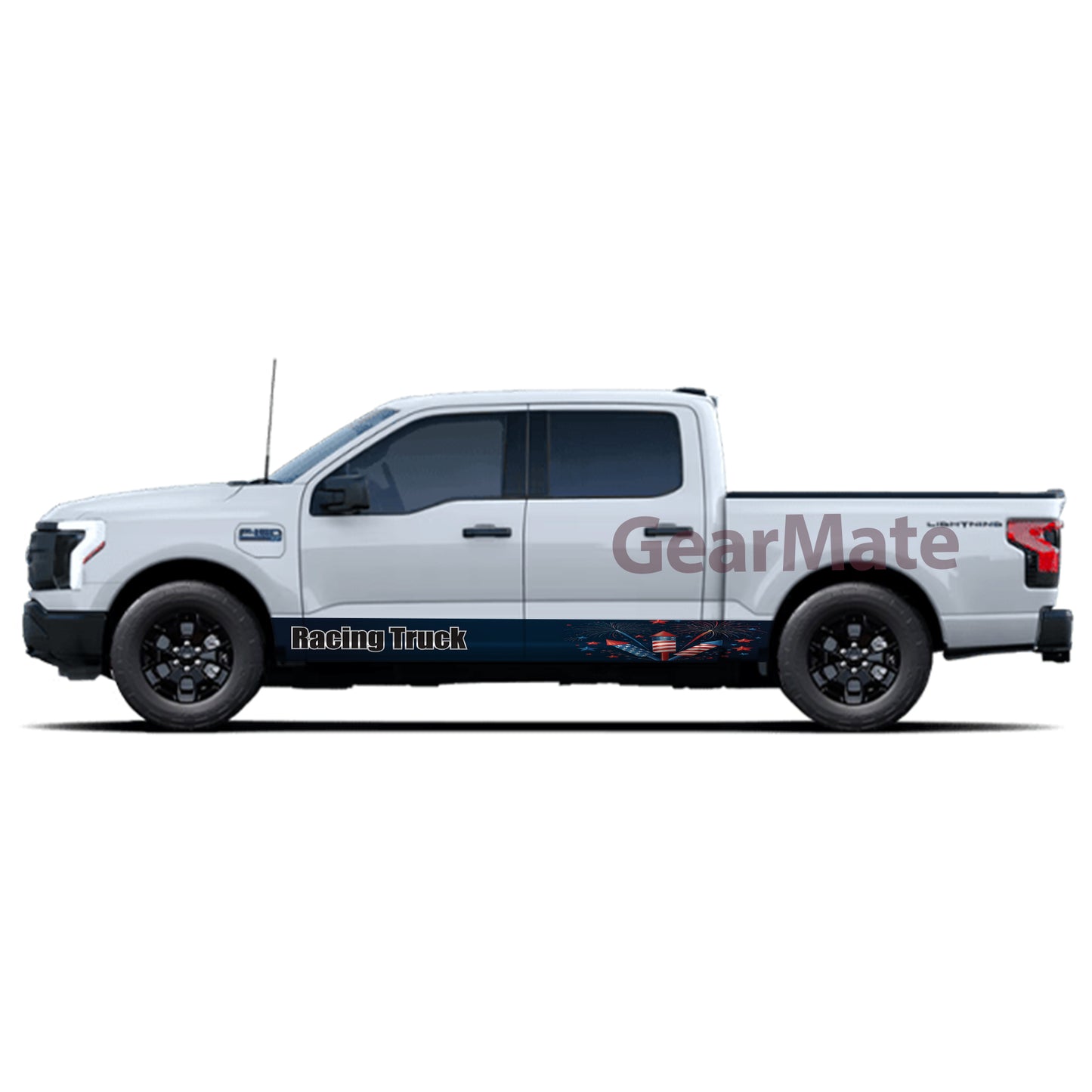Racing Truck Rocker Panel Graphic Decal Kit (Left & Right Sides) - High Quality Vinyl for Trucks & SUVs