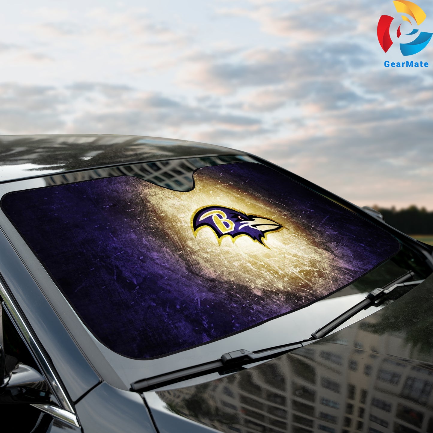 Baltimore Ravens NFL Team Reflective Car Sunshade – Premium Heat & UV Protection, Universal Fit