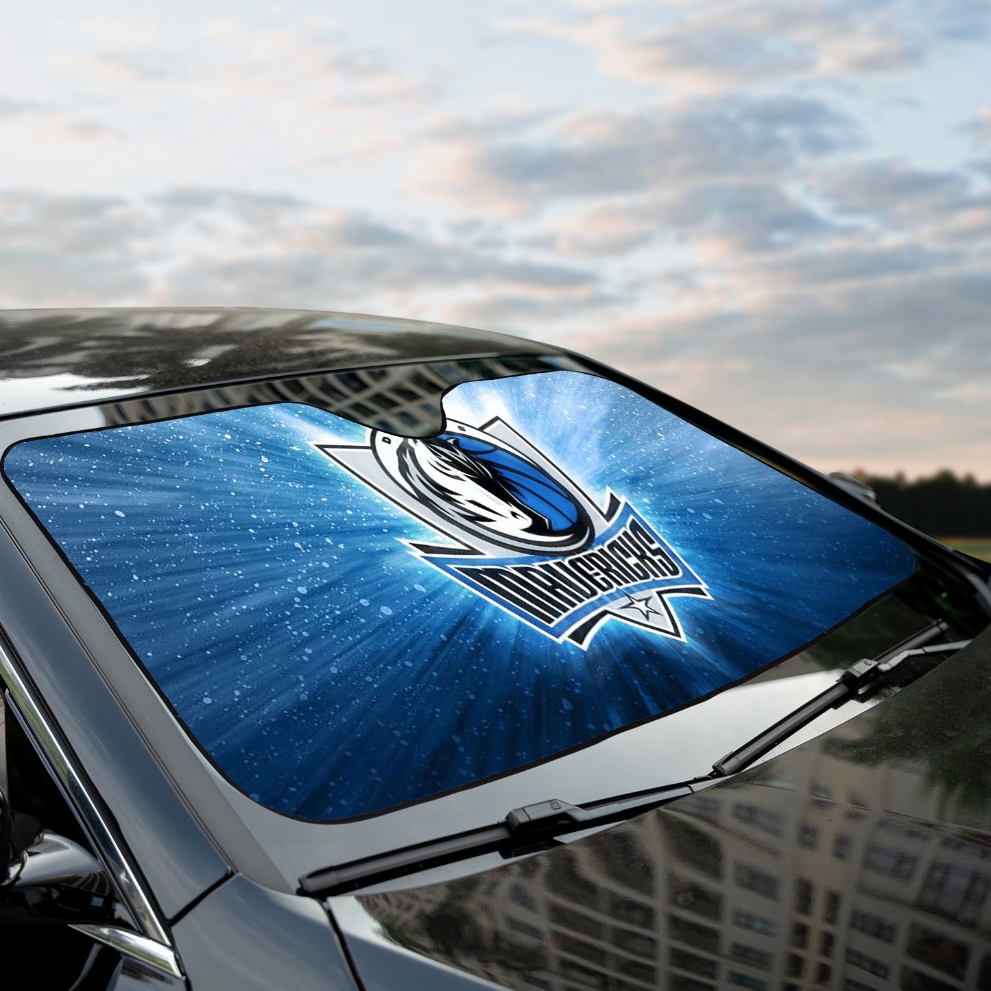 Dallas Maverick Team Logo Reflective Car Sunshade – Premium Heat & UV Protection, Universal Fit