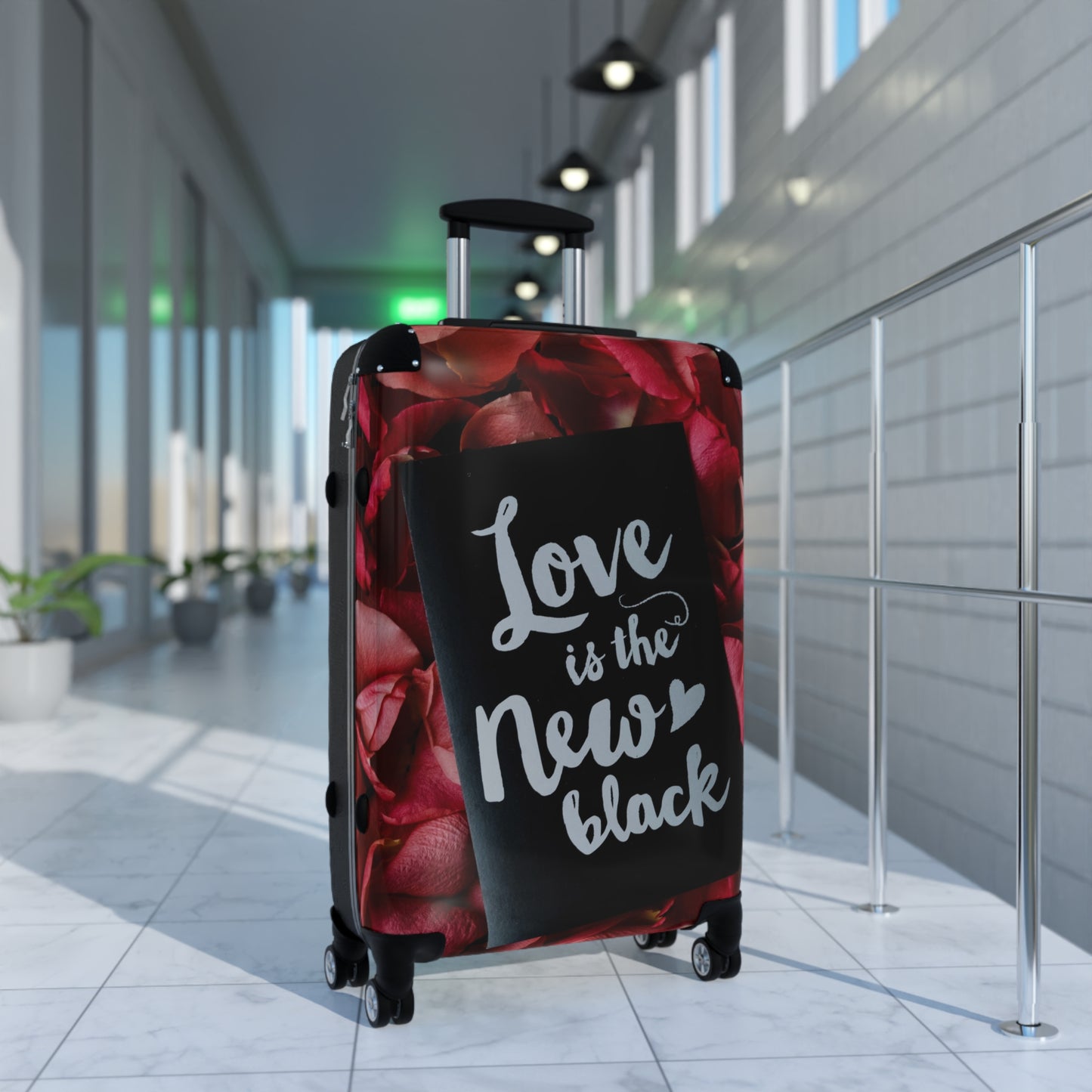 Love New Black Art Carry-On Suitcase - Stylish Luggage for Travelers