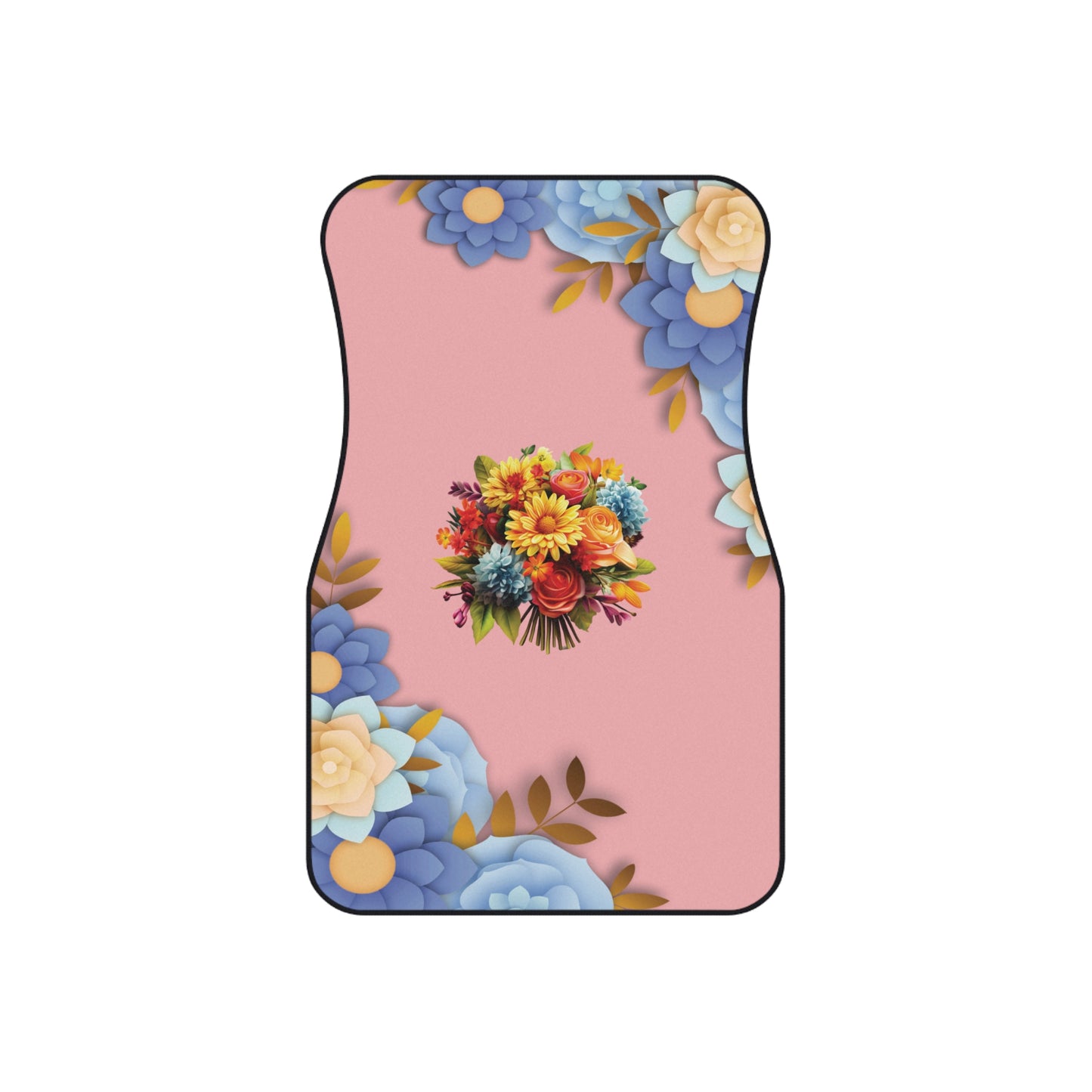 Flowers Beautiful Car Floor Mats – 2-Piece Front Set, Durable & Stylish, Universal Fit