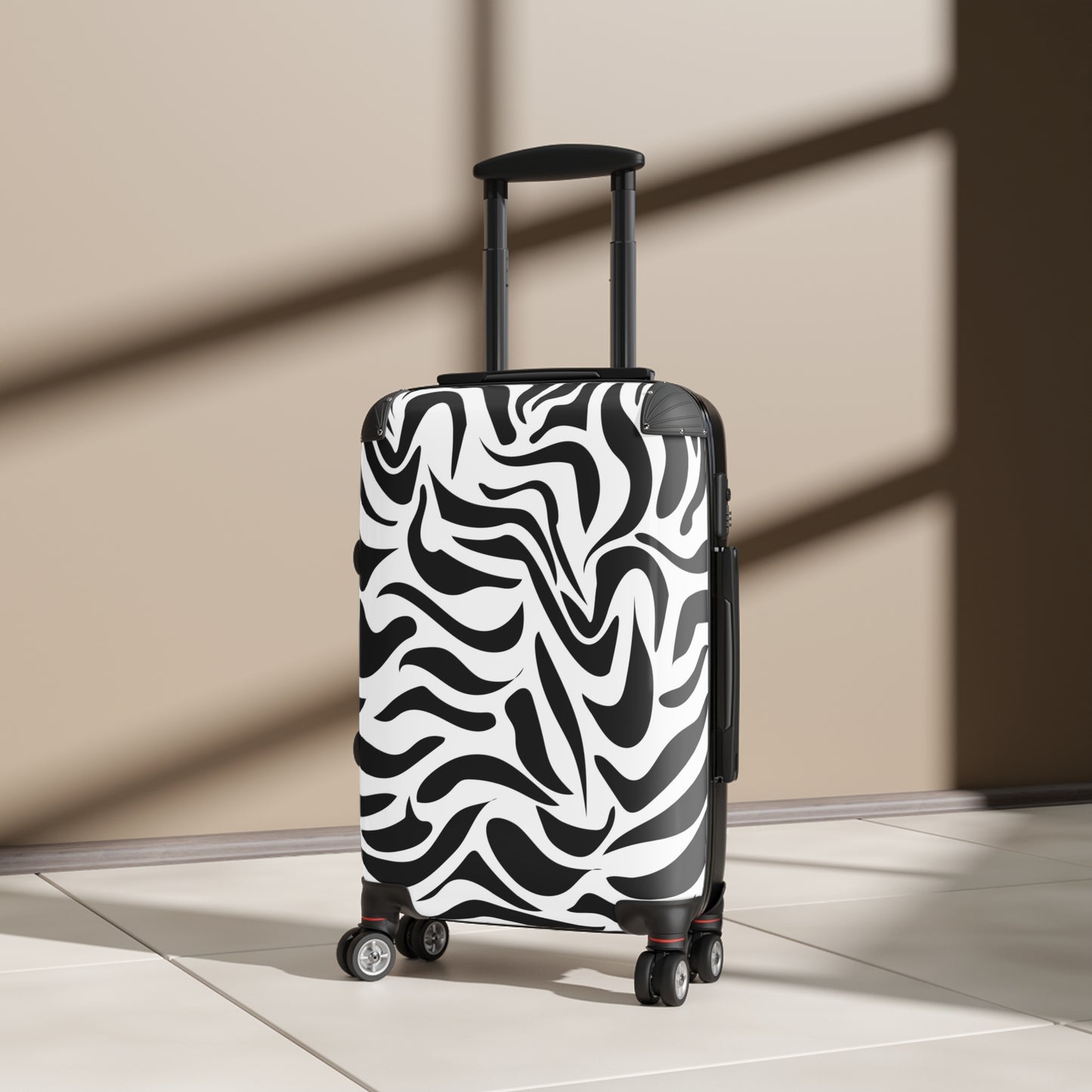 Abstract Black and White Zebra Art Carry-On Suitcase - Stylish Luggage for Travelers
