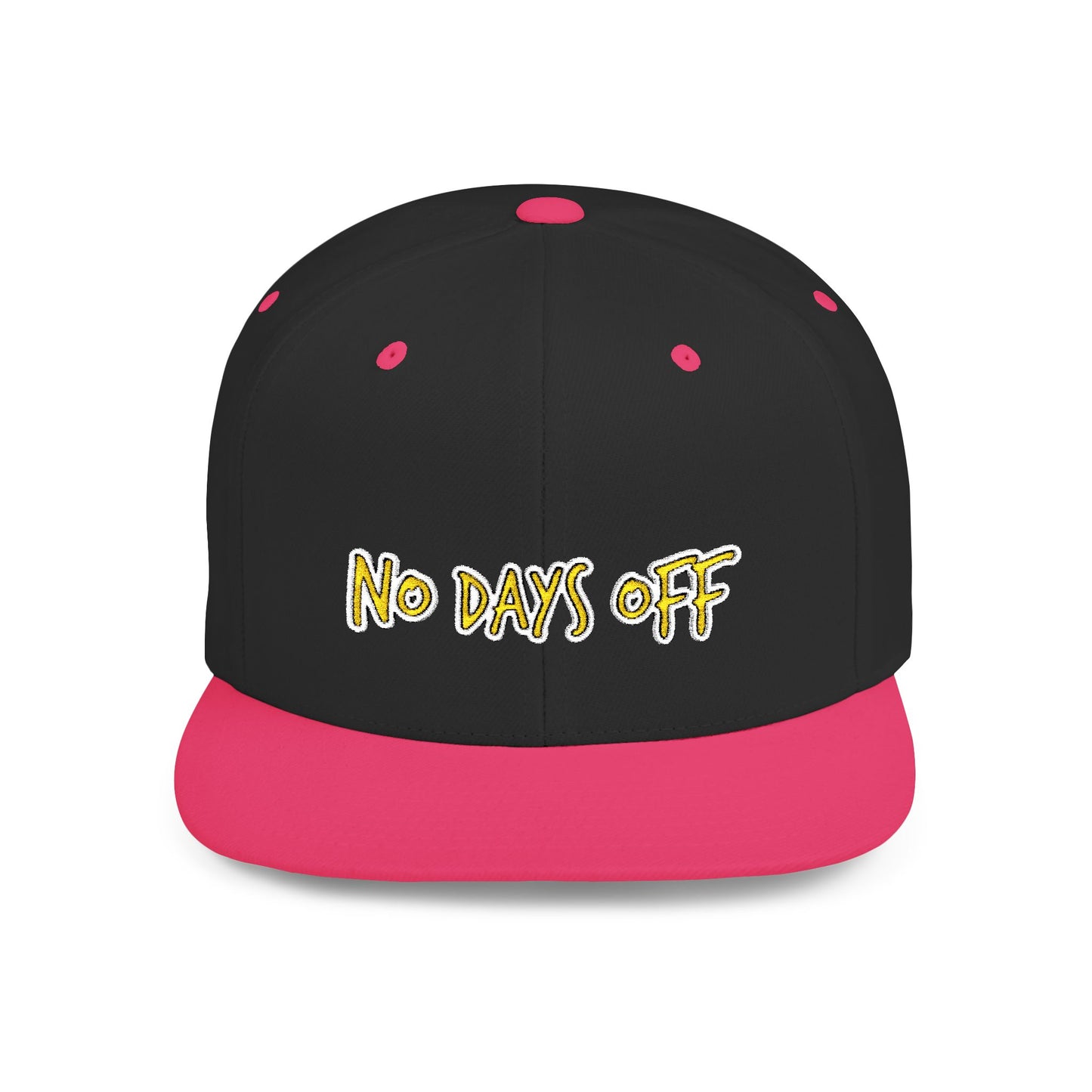 Text No Days Off Flat Bill Snapback – Lightweight, Custom Fit, Premium Quality