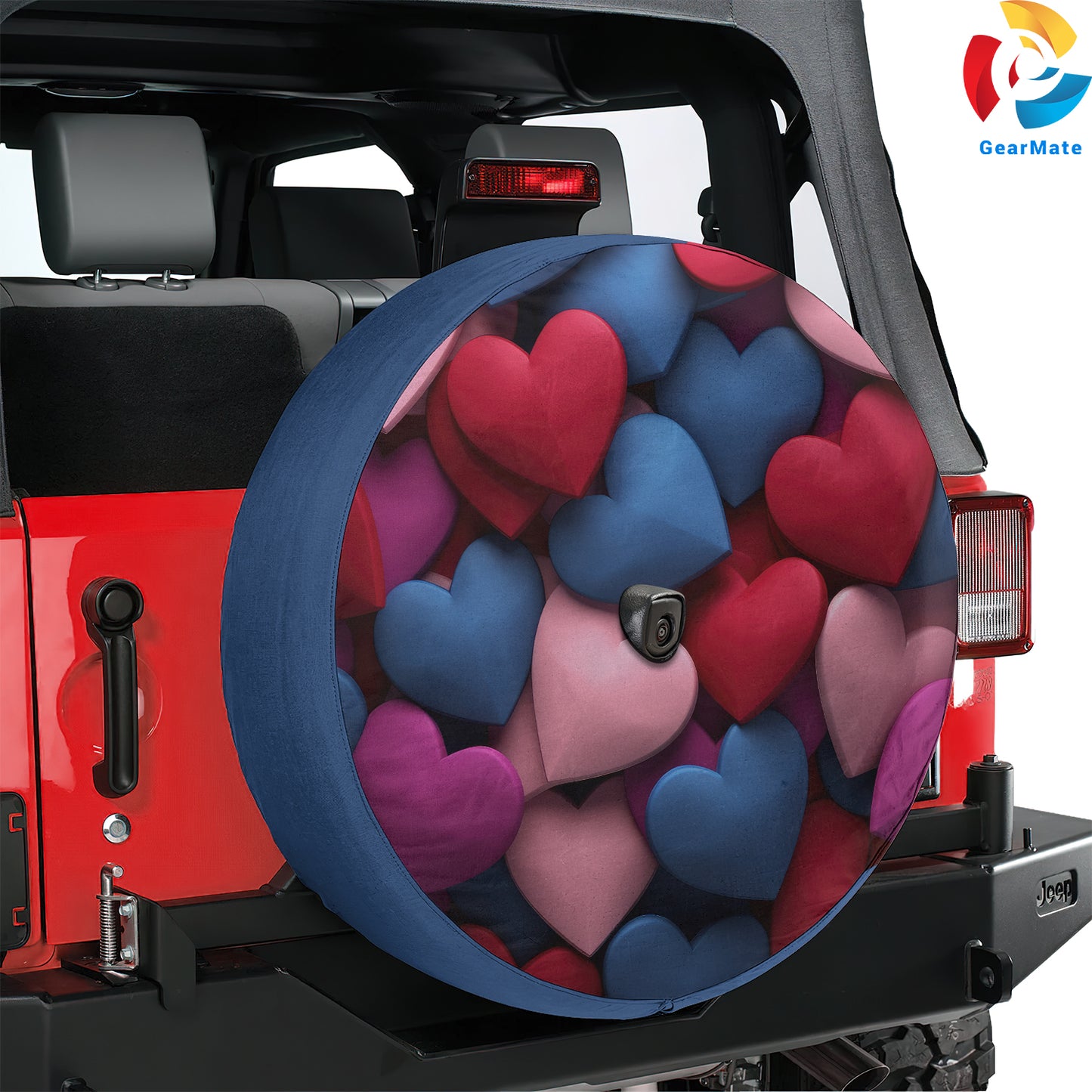 Valentine Colorful Hearts Spare Tire Cover – Premium Waterproof UV Resistant Protector