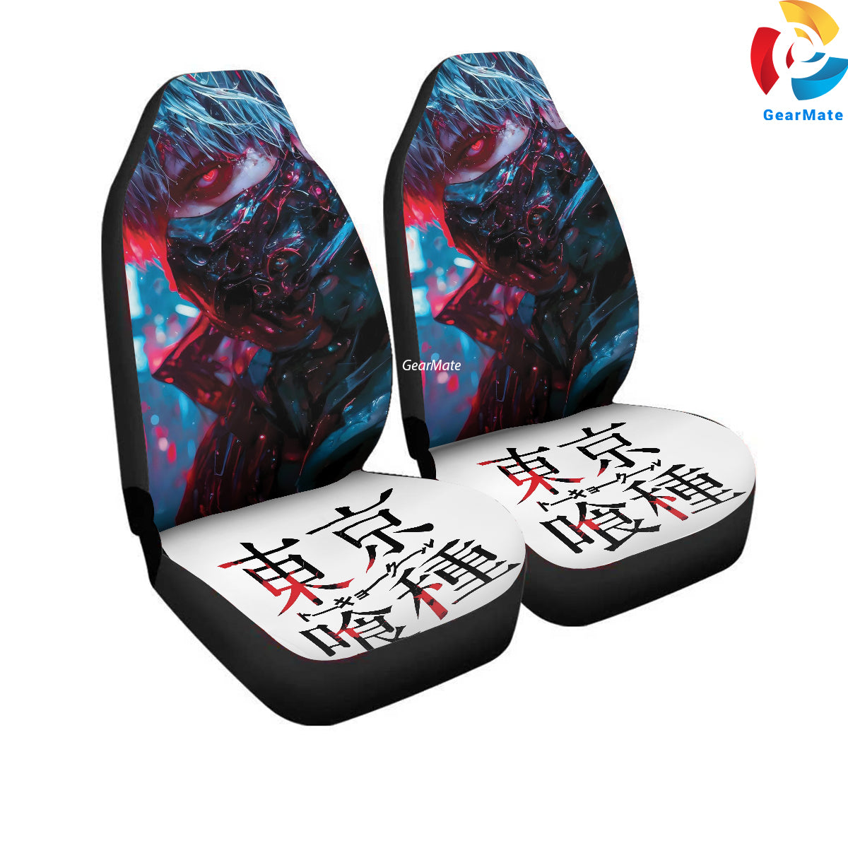 Tokyo Ghoul Dark Blue Car Seat Covers – High Quality Graphic and Polar Fleece Protector Set